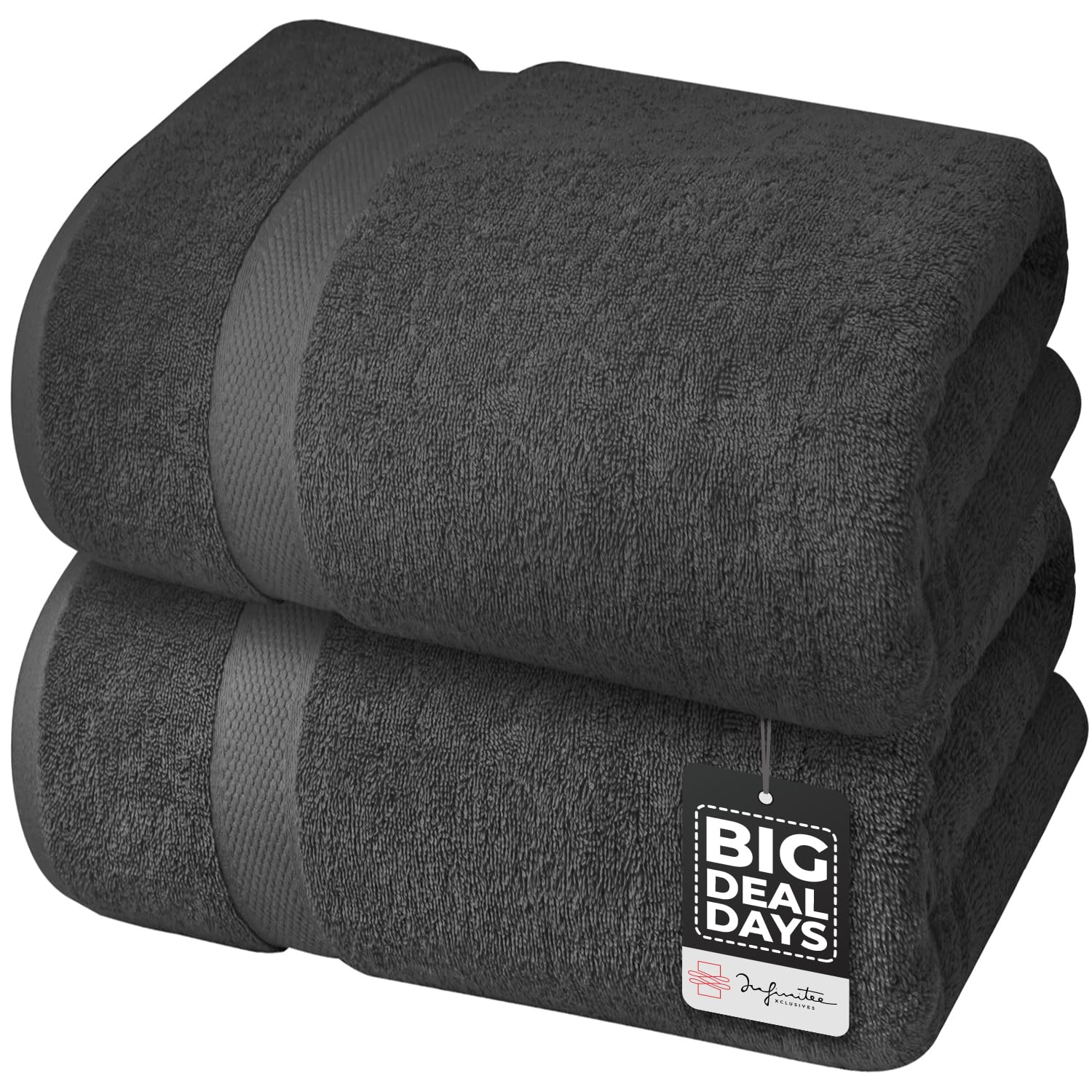 Infinitee Xclusives Premium Grey Bath Sheets Towels For Adults - 2 Pack Extra Large Bath Towels 35X70-100% Soft Cotton, Absorben