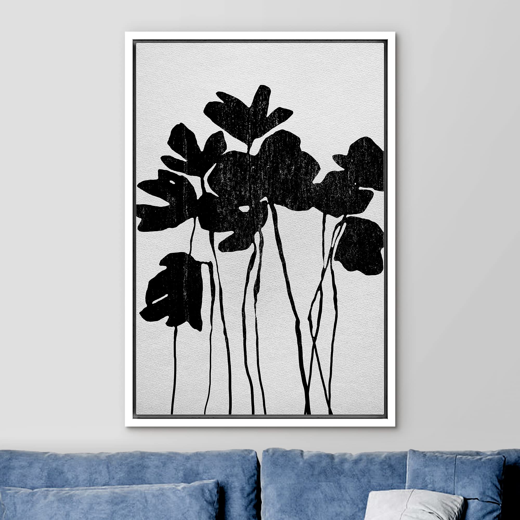 Ashbrook Framed Canvas Print Wall Art Black Poppy Silhouette Display Floral Botanical Photography Modern Rustic Scenic Relax/Cal