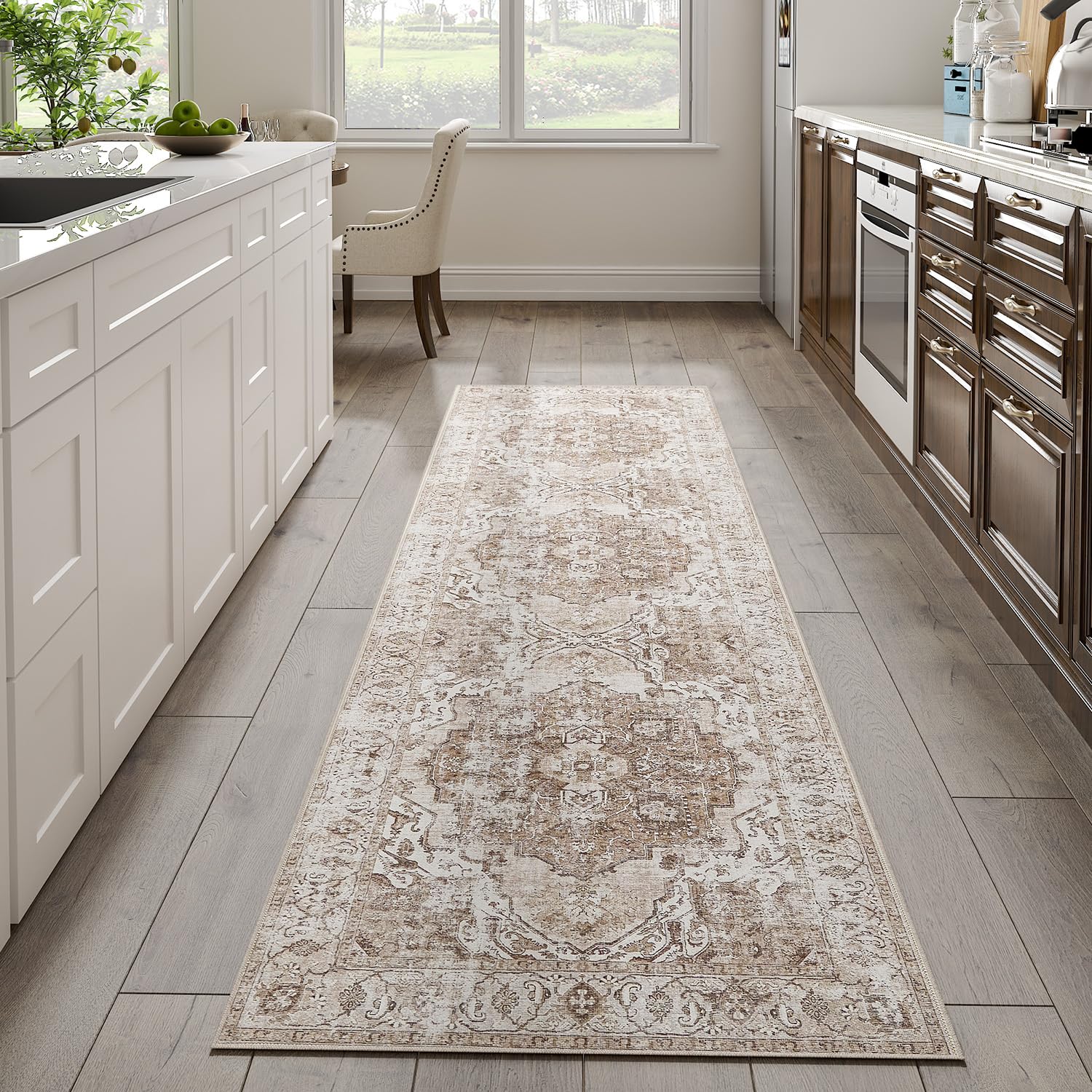 jinchan Area Rug 2x7 Washable Rug Runner Rug Entryway Vintage Rug Kitchen Floor Cover Traditional Rug Thin Rug Distressed Taupe 