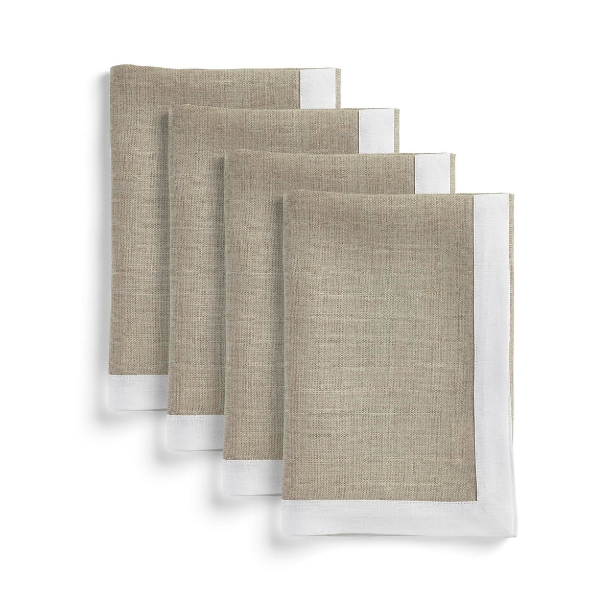 Solino Home Linen Dinner Napkins 20 X 20 Inch - 100% Pure Linen White And Natural Cloth Napkins Set Of 4 - Classic, Handcrafted
