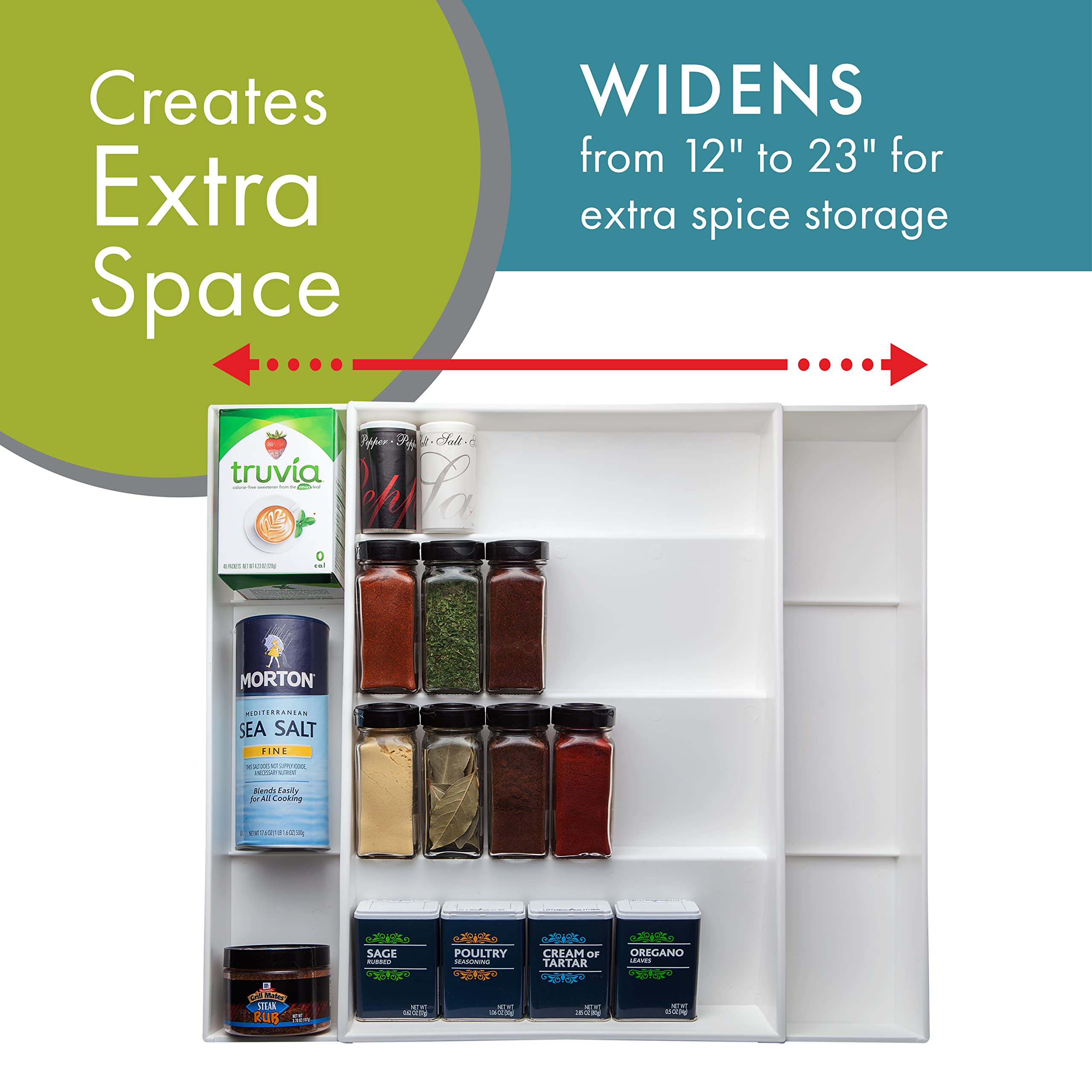 Dial Industries Expand-A-Drawer Spice Tray, White