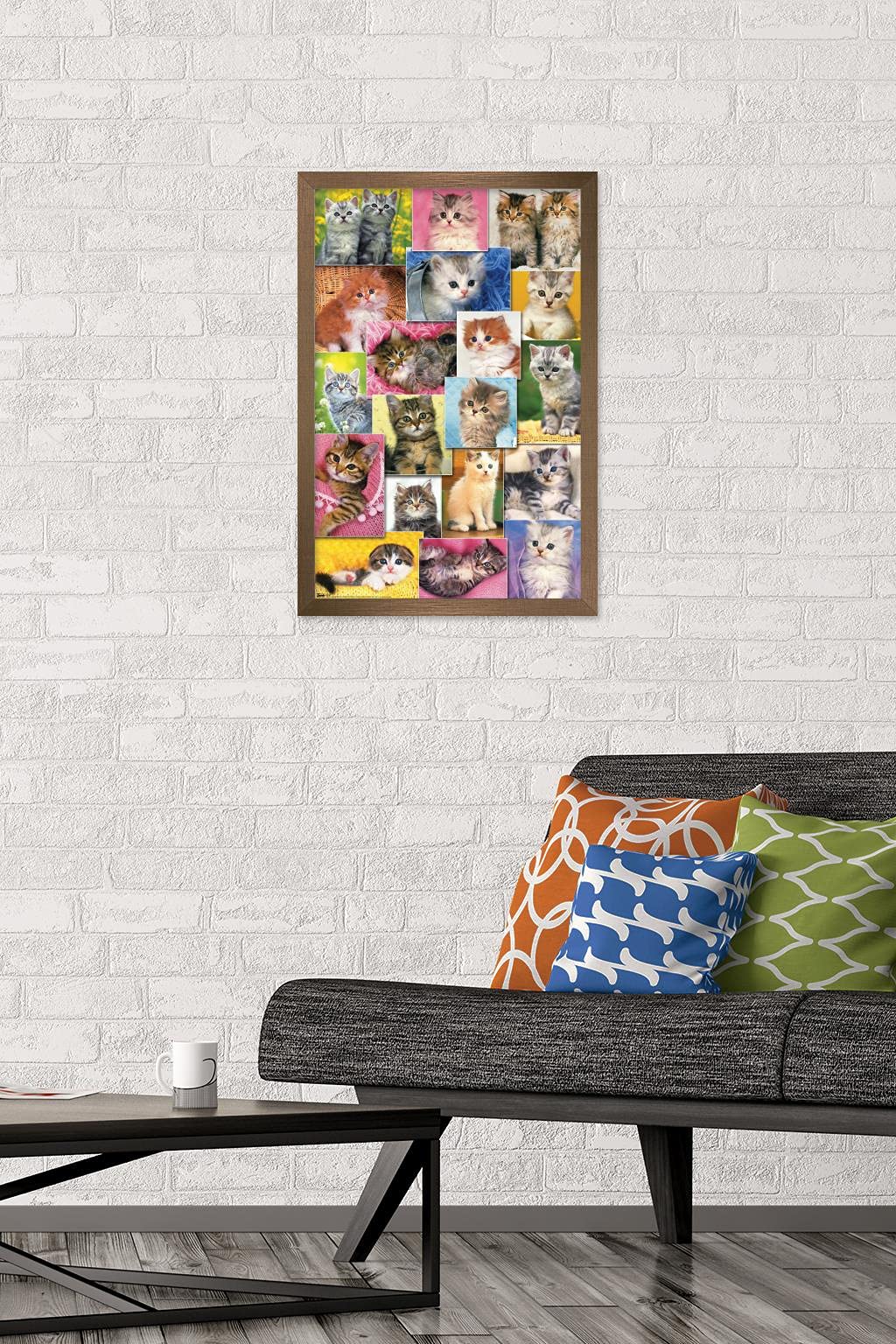Trends International Keith Kimberlin - Kittens Collage Wall Poster, 14.725'' X 22.375'', Bronze Framed Version