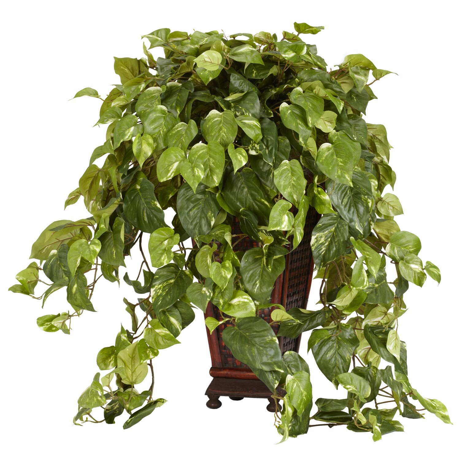 Nearly Natural 6703 Vining Pothos with Vase Decorative Silk Plant, Green,42 x 11 x 11
