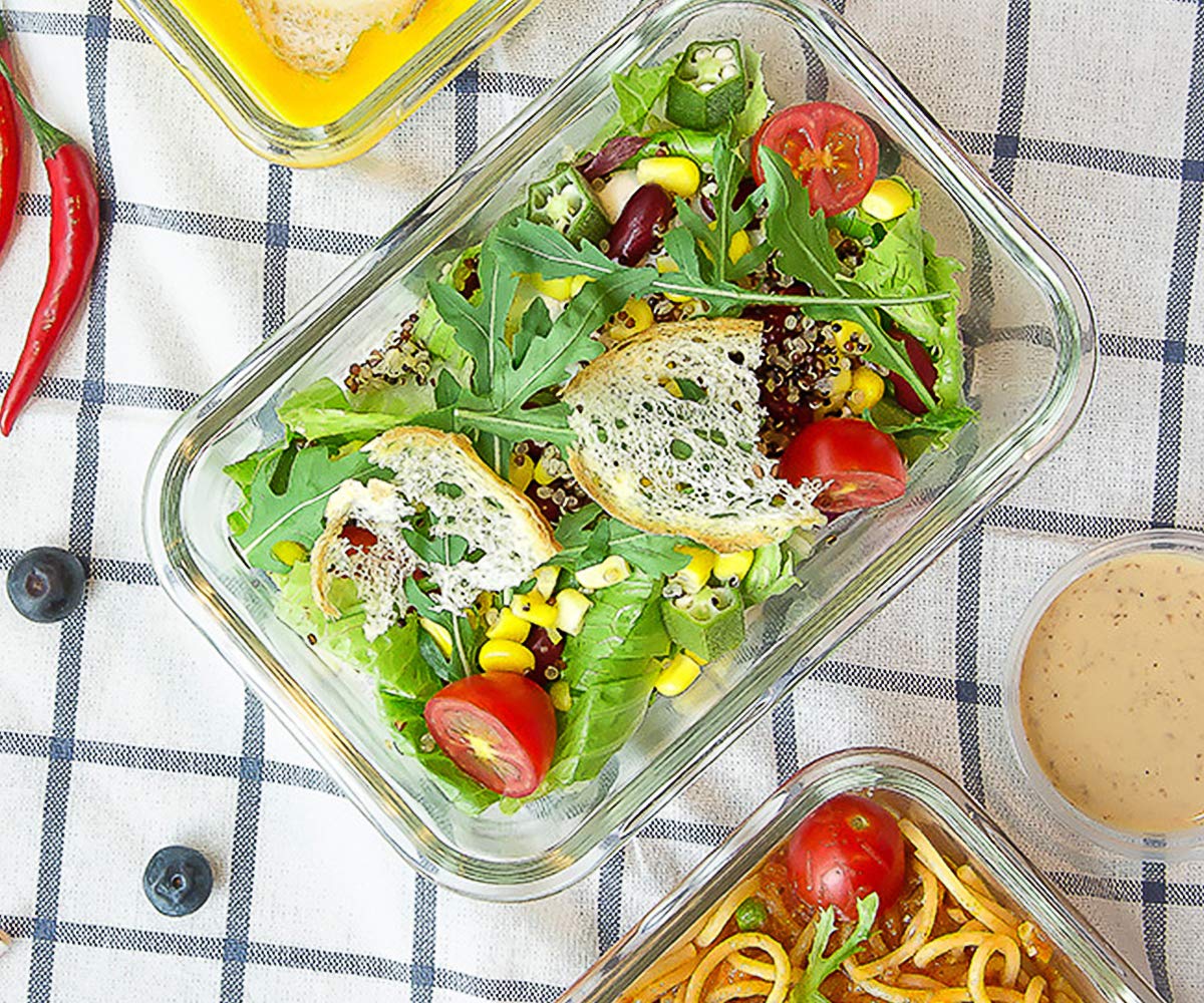 M MCIRCO 10-Pack Glass Food Storage Container with Lids  Airtight Glass Lunch Bento Boxes  Leak Proof Glass Meal Prep Container Microwave  Oven  Freezer and Dishwasher Friendly