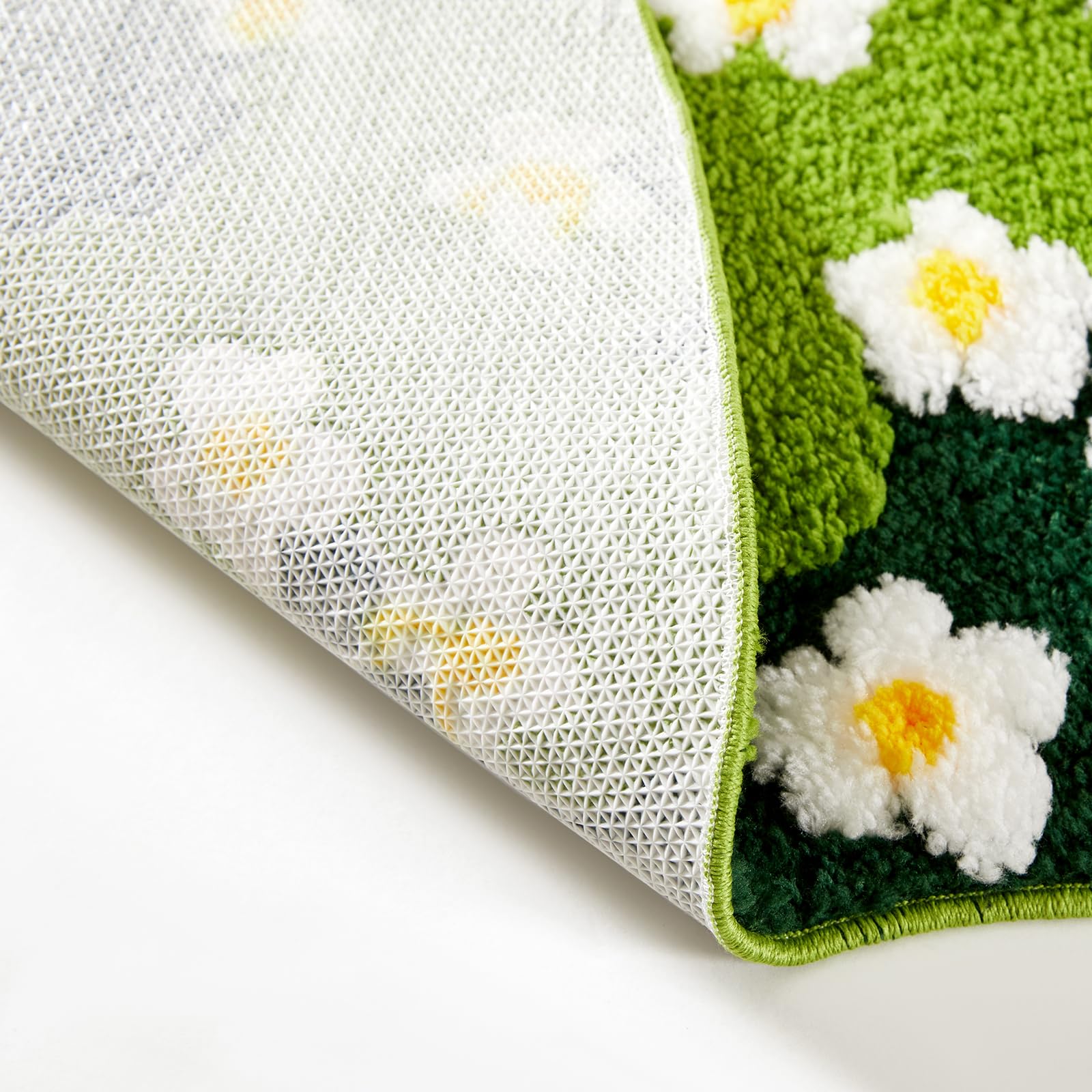 Ouyattle Cute Moss Rug, Green Floral Bath Mat Aesthetic Bathroom Rug 24''W X 36''L Non Slip Washable, Modern Chic Boho Funky Thr