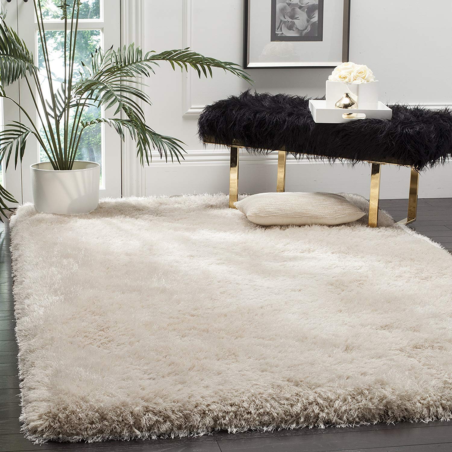 Imra Carpet Soft Modern Shag Area Rugs Fluffy Living Room Rectangular Carpet Comfy Bedroom Home Decorate Floor Kids Playing Mat 