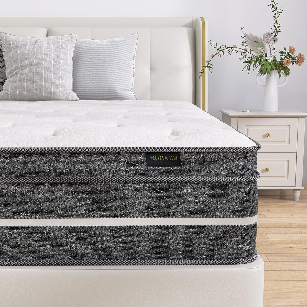 Hohamn Queen Size Mattress, 14 Inch Hybrid Mattress In A Box, Queen Mattress Foam And Individually Wrapped Pocket Coils, Soft An