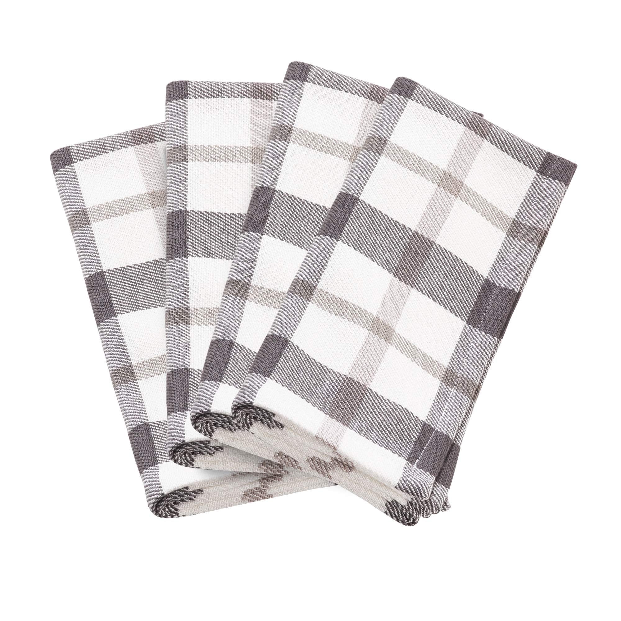 Saro Lifestyle Yuri Collection Plaid Design Cotton Napkin (Set Of 4), 20'', Grey