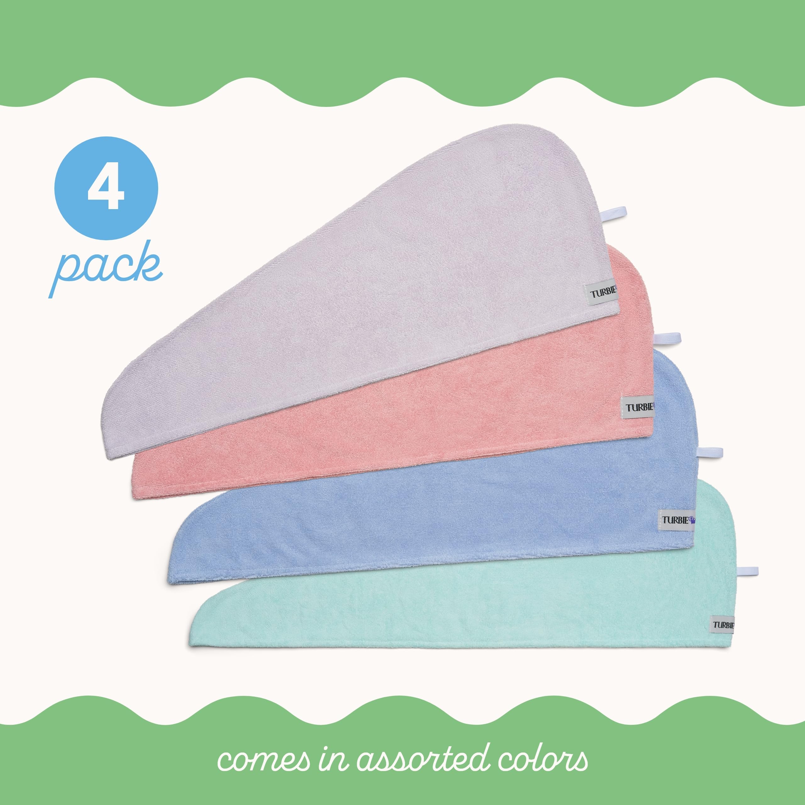 Turbie Twist Microfiber Hair Towel Wrap - for Women, Men & Kids - Travel & Bathroom Essential - Quick Dry Hair Turban for Curly,