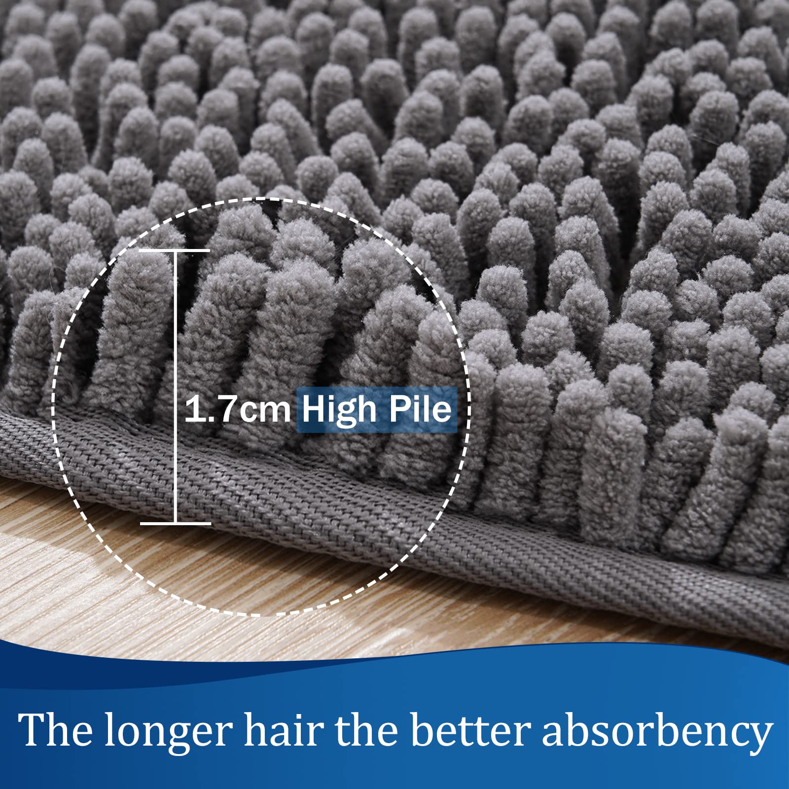 Lochas Luxury Bathroom Rug Shaggy Bath Mat 24 X 17 Inch, Washable Non Slip Bath Rugs For Bathroom Shower, Soft Plush Chenille Ab