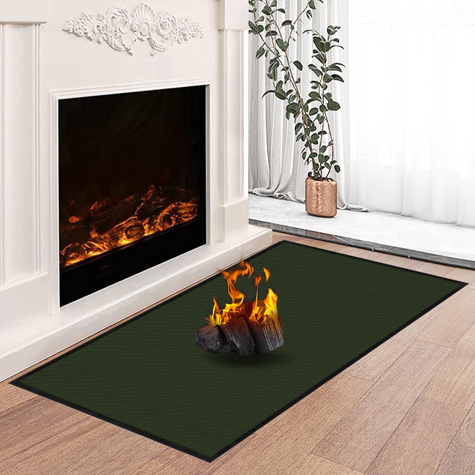 Hearth Rugs for Fireplaces Fire Resistant, 59 x 32 x 0.04 inch Fireproof Fireplace Mat Hearth Rug, Hearth Pads for Wood Stove Fi