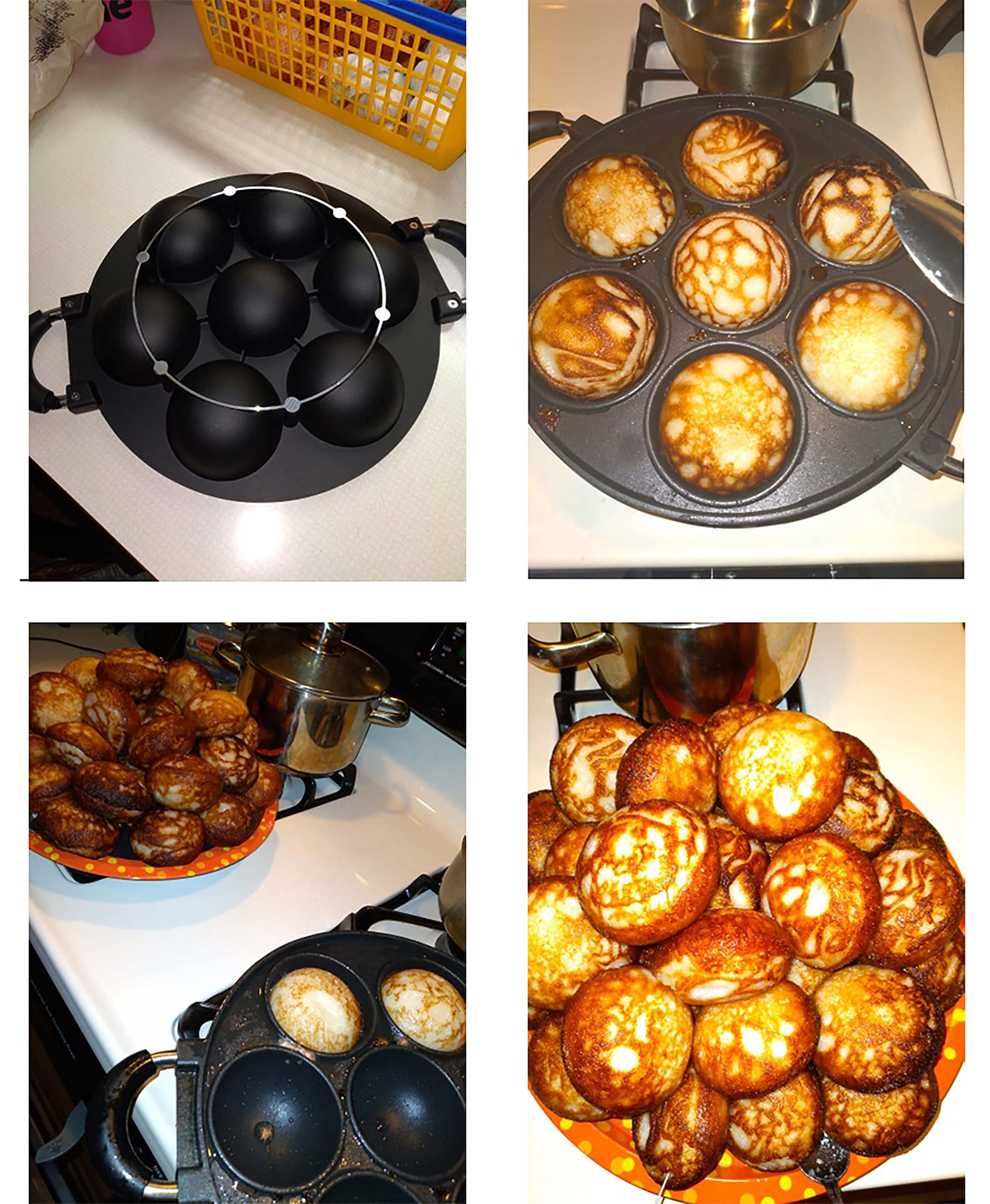Heaunzy Japan Large Aperture Takoyaki Pan,Cake Mold Baking Pan,Making Masa (Rice Pancake),Fry Eggs,Poffertjes Pan,Appam Pan,Banh