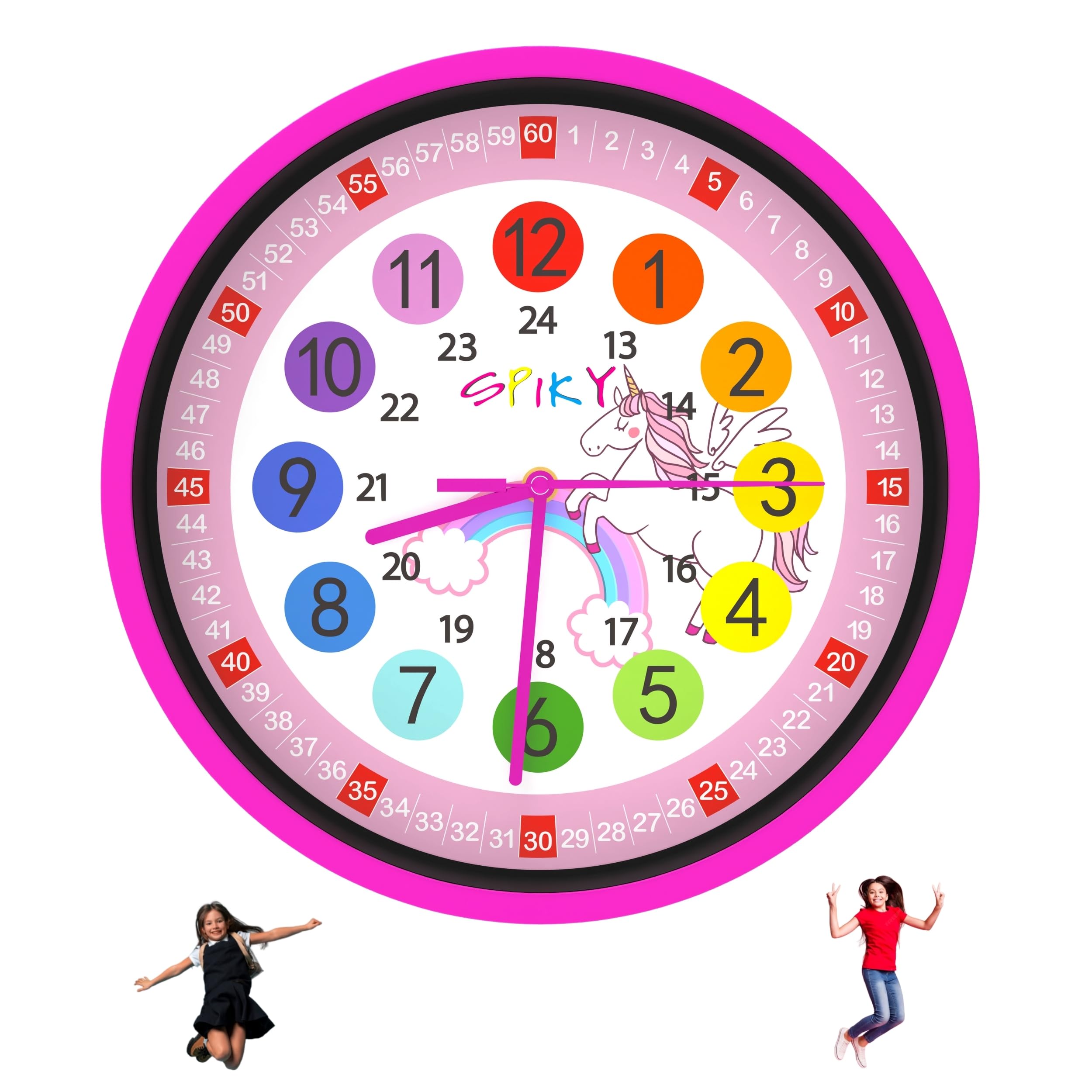 Spiky Kids Stylish Wall Clock For Bedroom, Living Room, Classroom, Decorative Wall Clock, Playroom And Nursery | Multi Coloured 