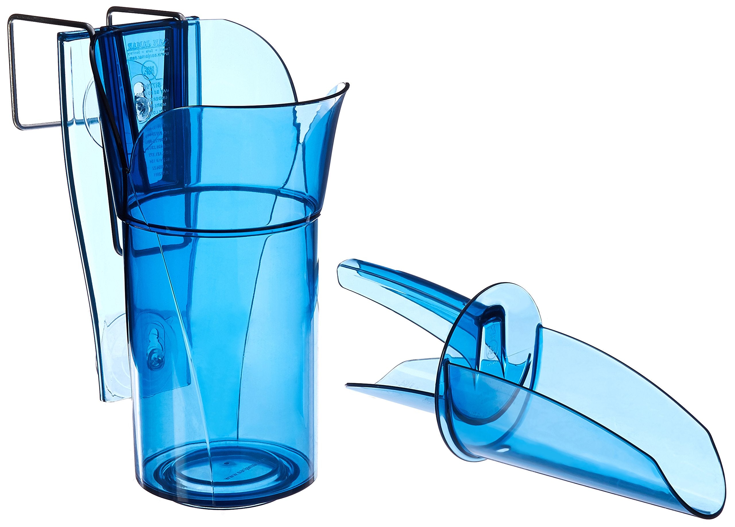 San Jamar Saf-T-Scoop Ice Scoop With Storage Caddy For Kitchens, Restaurants, And Fast Food, Plastic, 20 To 24 Ounces, Blue