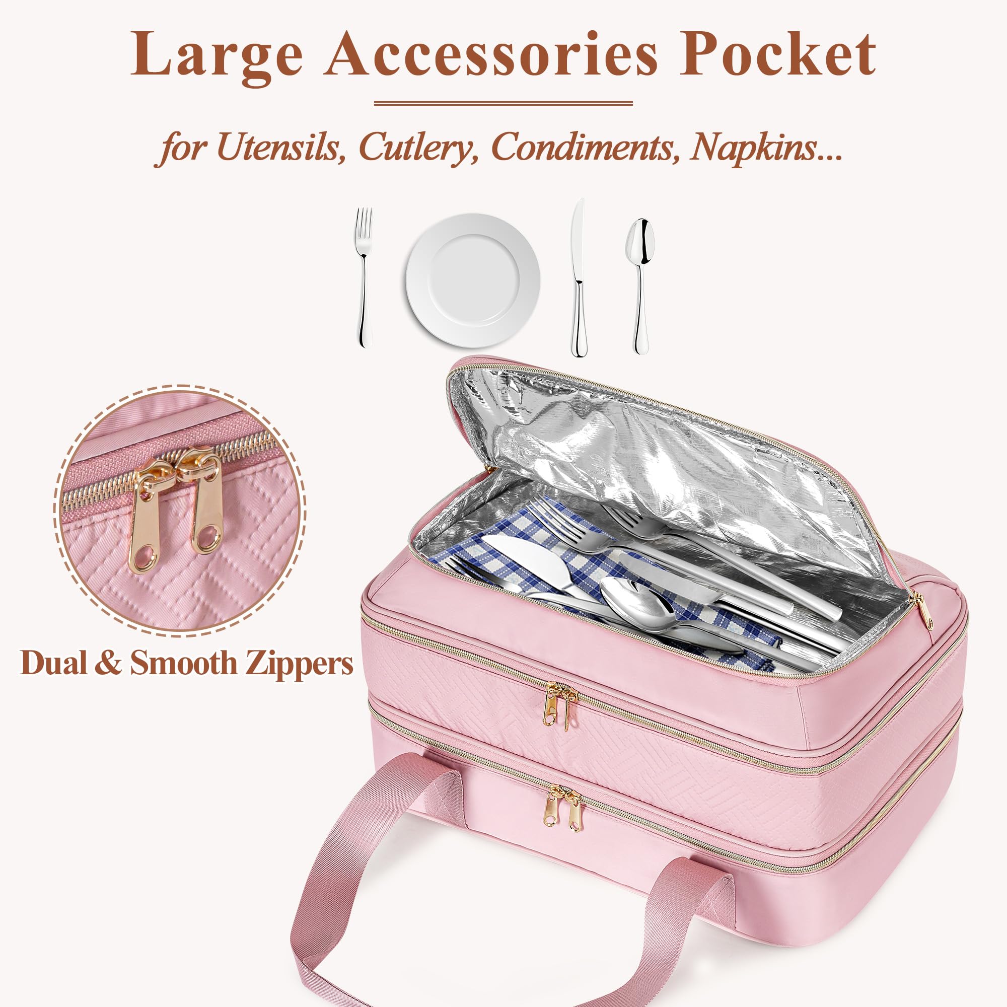 Prokva Insulated Casserole Carrier For Hot Or Cold Food, Thermal Lasagna Lugger Tote To Keep Food Warm, Double Decker Food Warme