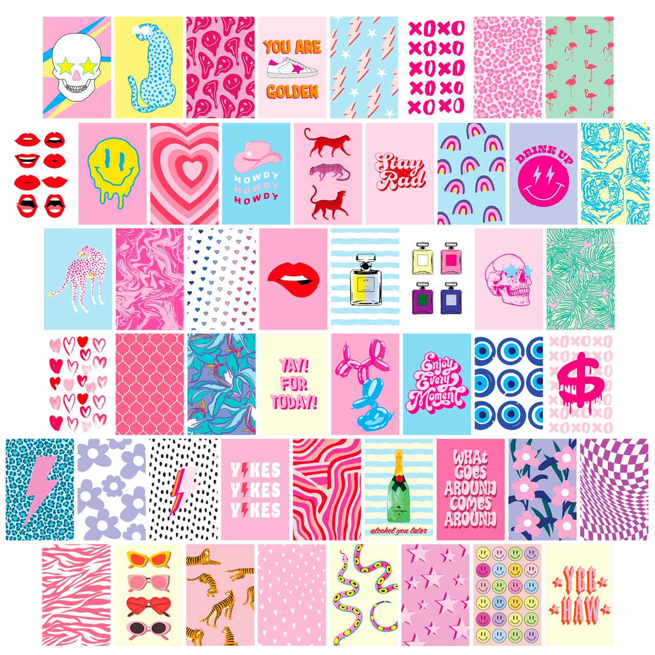 Cloncep Design Preppy Room Decor Collage Kit, 50 Pcs, 4X6 Inch, Preppy Stuff Decor For Wall, Preppy Wall Collage, Preppy Picture