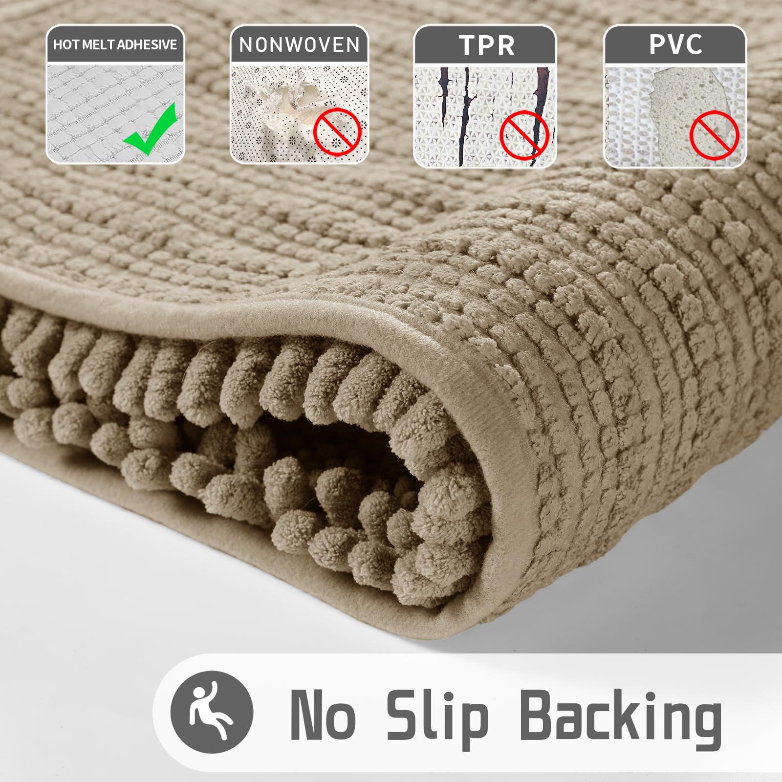 Yimobra Long Bathroom Rug Mat, 44 X 24, Non Slip Soft Absorbent Water, Machine Washable Quick Dry, Thick Modern Bathroom Bedroom