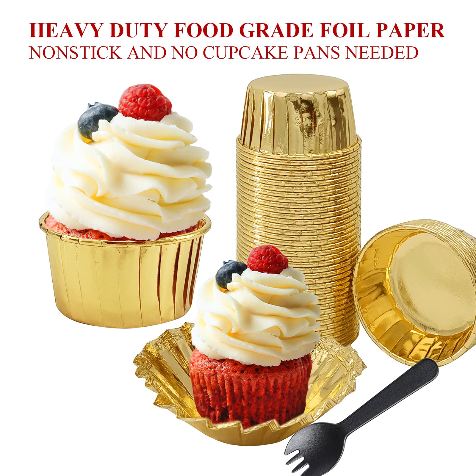 Cupcake Muffin Liners With Lids 100 Pack,Lnyzqus 5.5 Oz Large Foil Baking Cups Muffin Tins,Disposable Ramekins Cupcake Cups Cupc