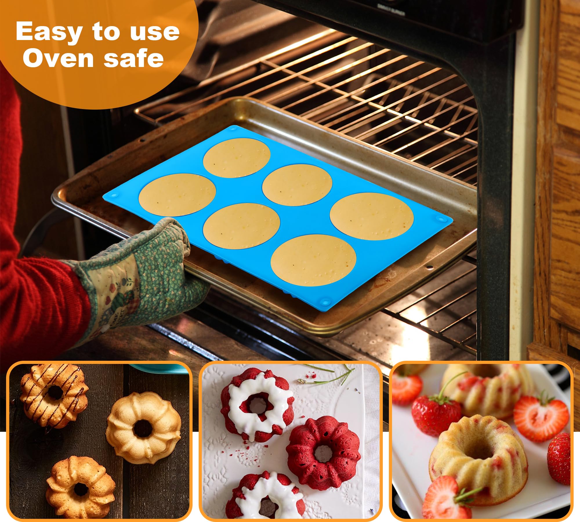 Sidosir Mini Fluted Tube Cake Pan, 6Cavity Heritage Fluted Tube Cake Silicone Mold For Baking,Non Stick Fancy Molds For Fluted T