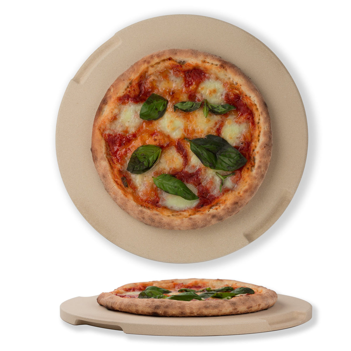 Rocksheat Pizza Stone 12.6In Round Baking & Grilling Stone, Perfect For Oven, Bbq And Grill. Innovative Double - Faced Built - I