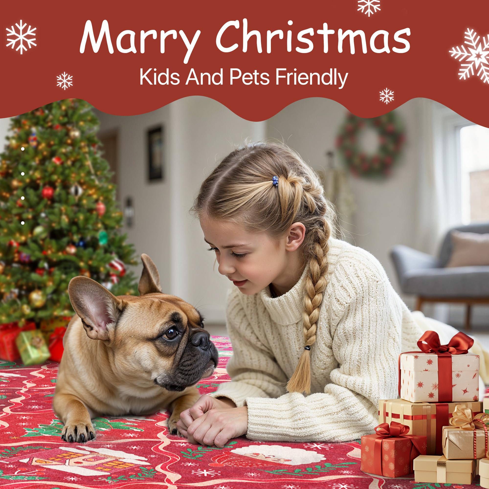 BEIMO Christmas Runner Rug 2x10 Washable Rug for Hallway Kitchen Bedroom, Christmas Home Decor, Holiday Print Carpet, Low Pile M