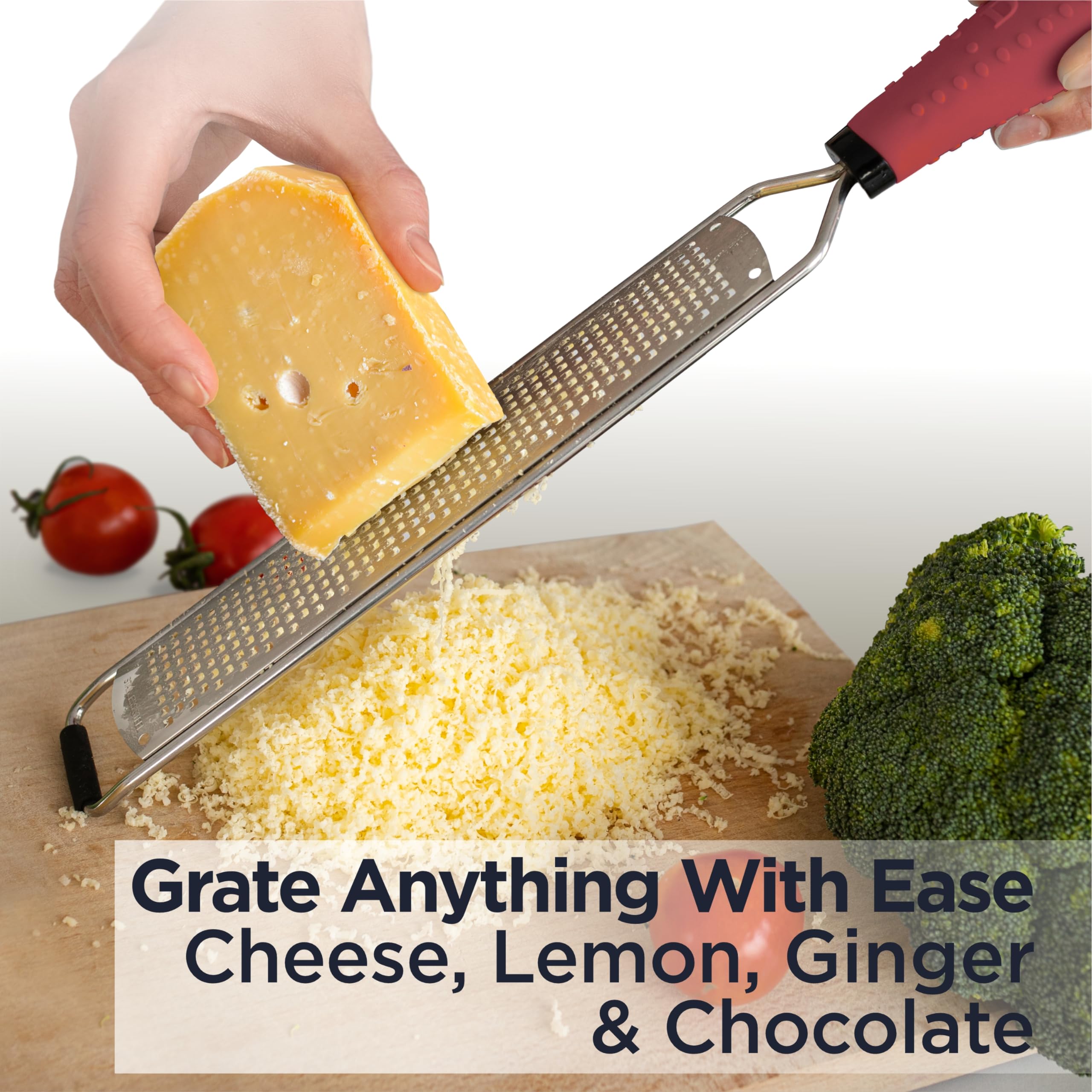 Deiss Pro Lemon Zester & Heavy Duty Cheese Grater & Vegetable Grater - Parmesan Cheese, Lemon, Garlic, Nutmeg, Chocolate, Fruits
