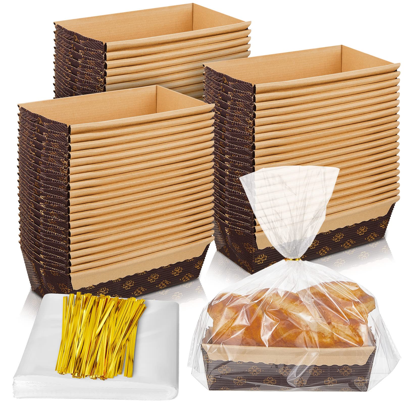 Tessco for you 75 Sets Disposable Paper Loaf Pans Mini Brown 6x2.5x2 in