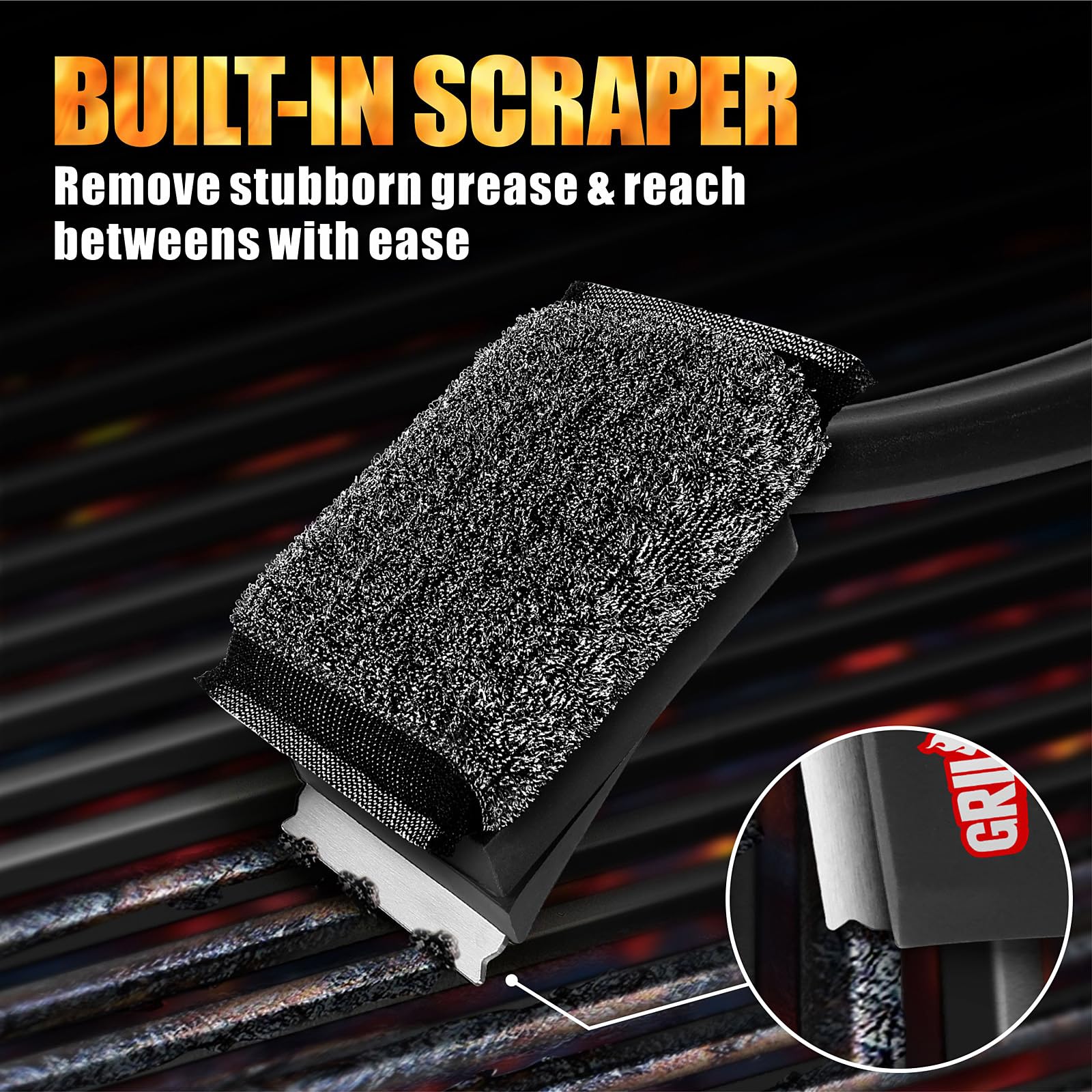 Grillart Grill Brush Bristle Free, Steamwizards [Ultra Safe & Efficient] Grill Cleaner Brush With 1 Replacement Head, For Cast I