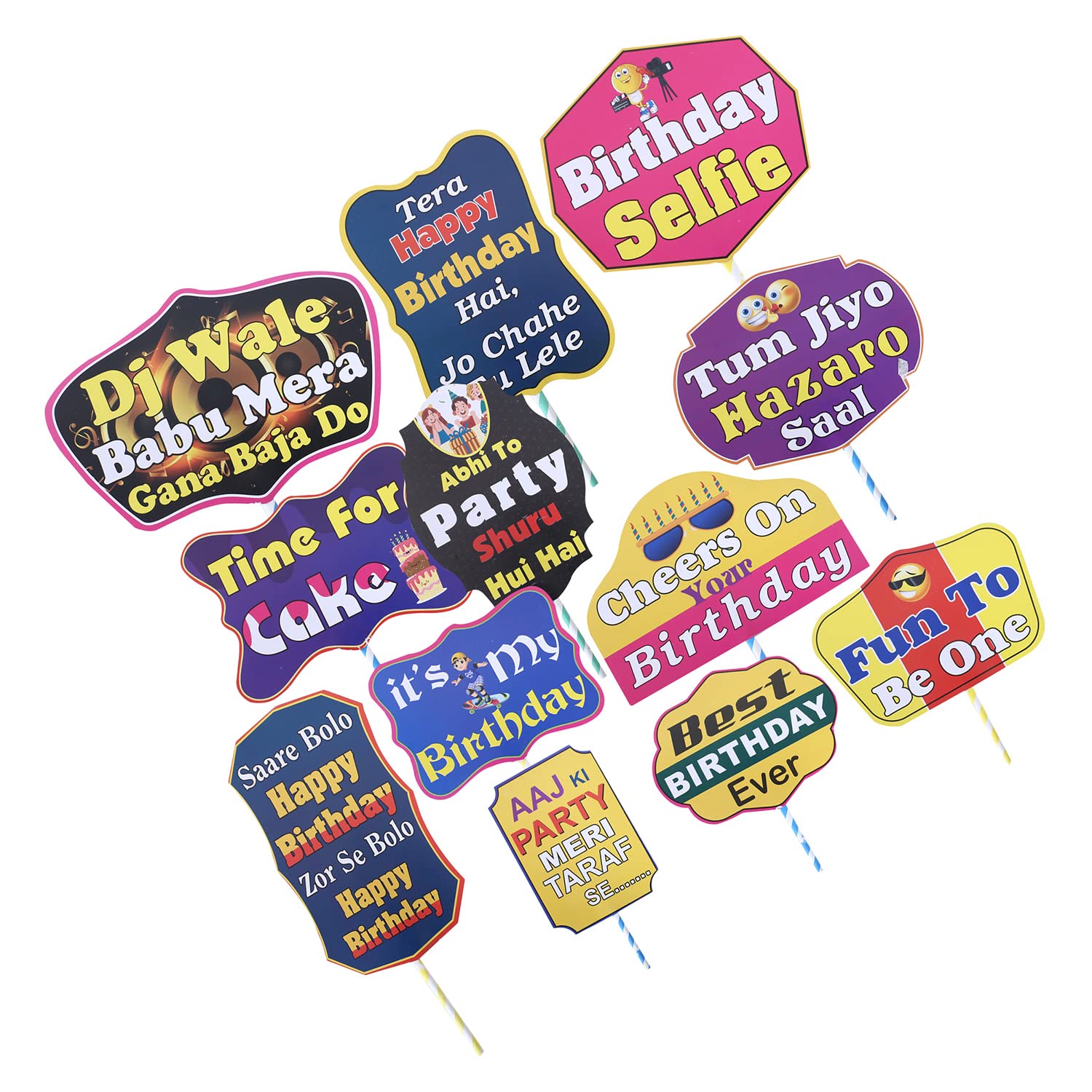 Kuber Industries Party Photo Props | Cardboard Cupcake Picks |Decorations Supplies for Farewell | Birthday Party | Theme Cupcake