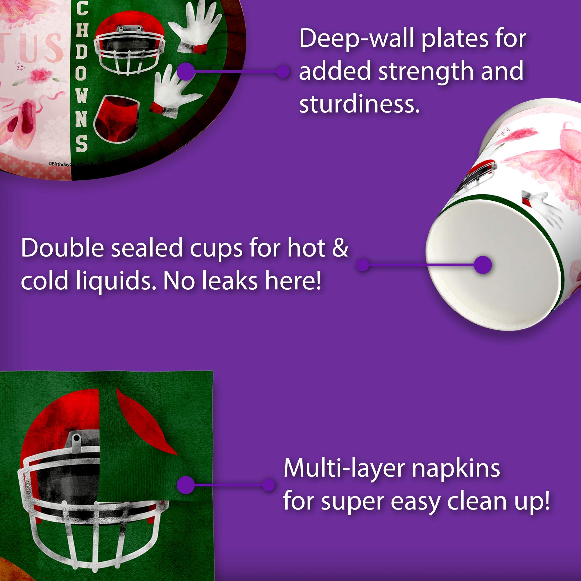 Tutus or Touchdowns Gender Reveal Party Supplies Set Plates Napkins Cups Tableware Kit for 16