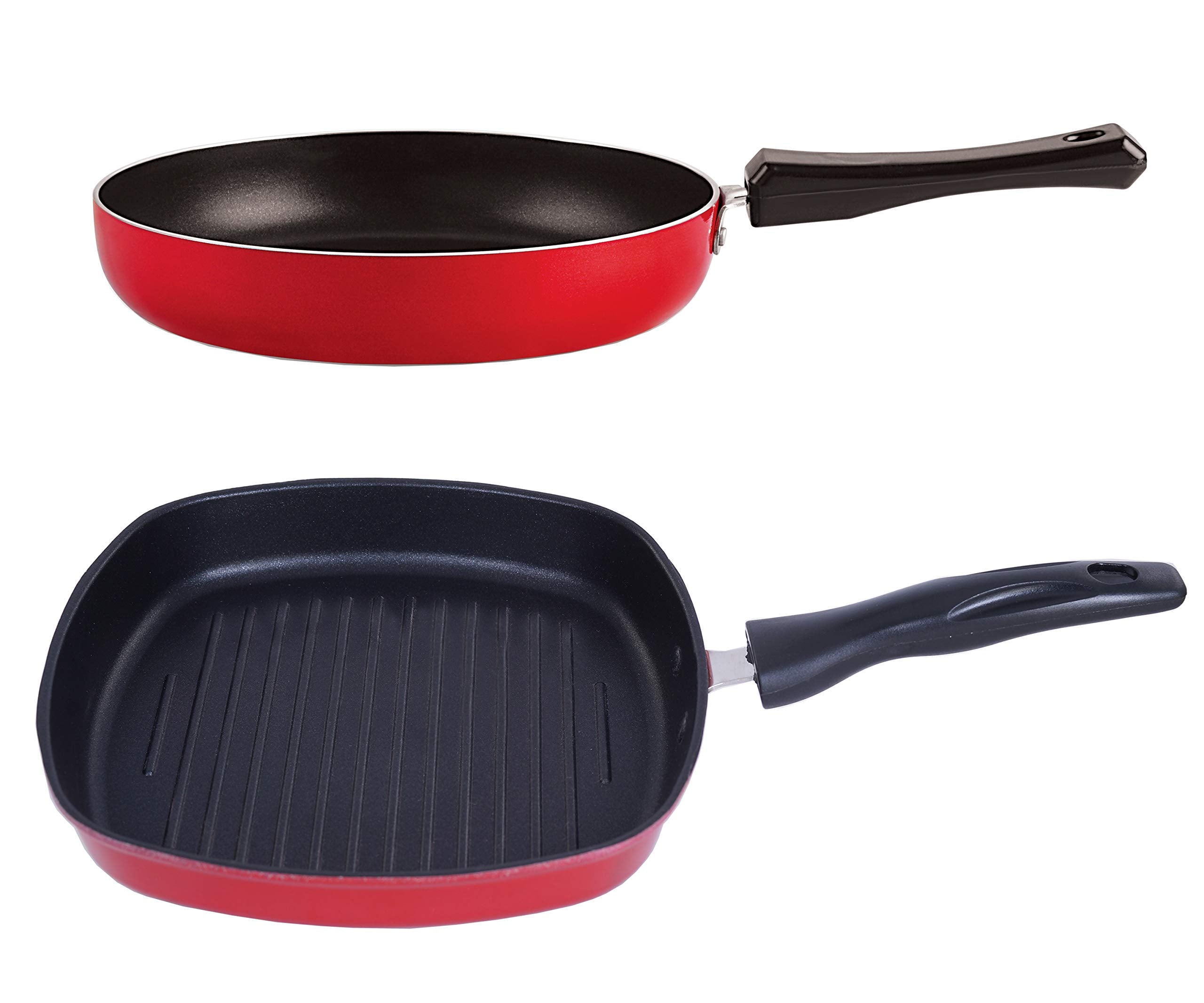 Nirlon NonStick Odor Free Aluminium Fry Pan And Grill Pan Combo Item Set
