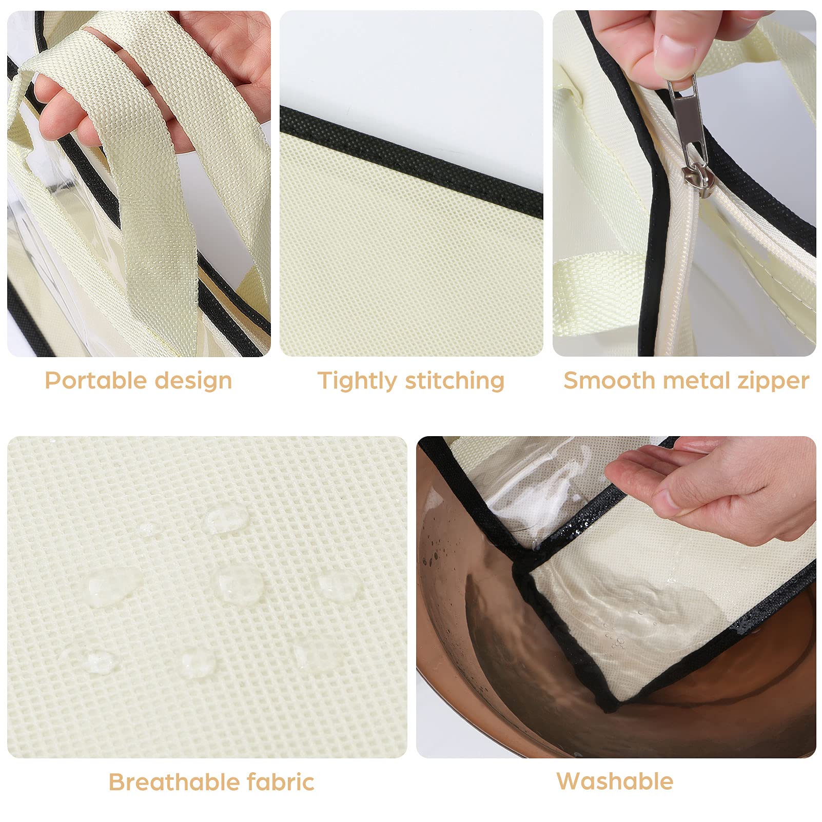 Interesse 9 Pack Dust Bags For Handbags, Clear Handbag And Purse Storage Organizer For Hanging Closet With Zipper, Handles And H