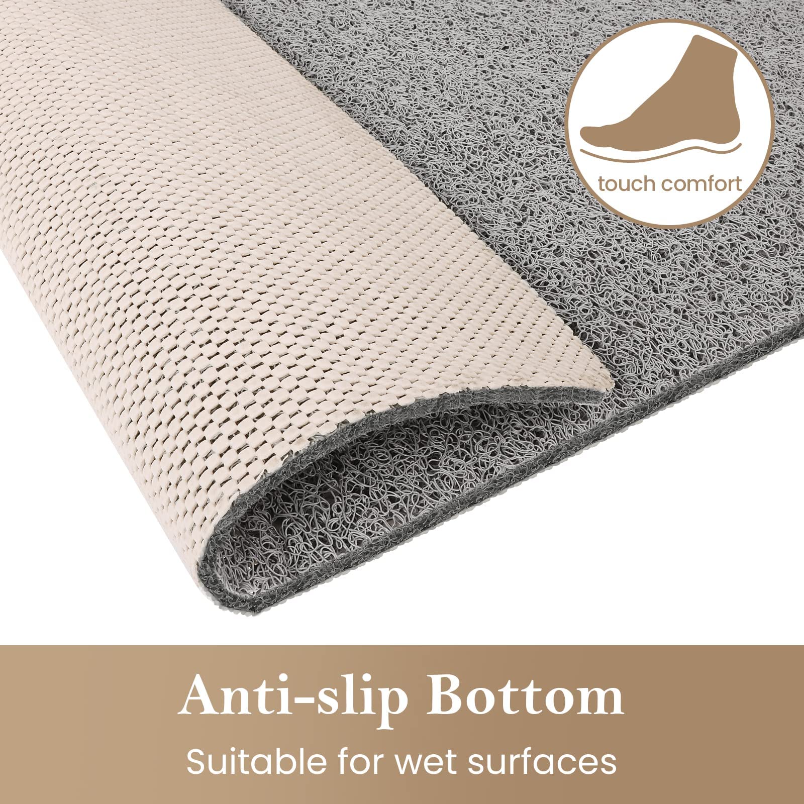 Pvc Loofah (Phthalate Free) Shower/Bathtub Mat Non-Slip, 24X16 Inch, Soft Tub Mat With Drain, For Tub And Bathroom,Quick Drying,