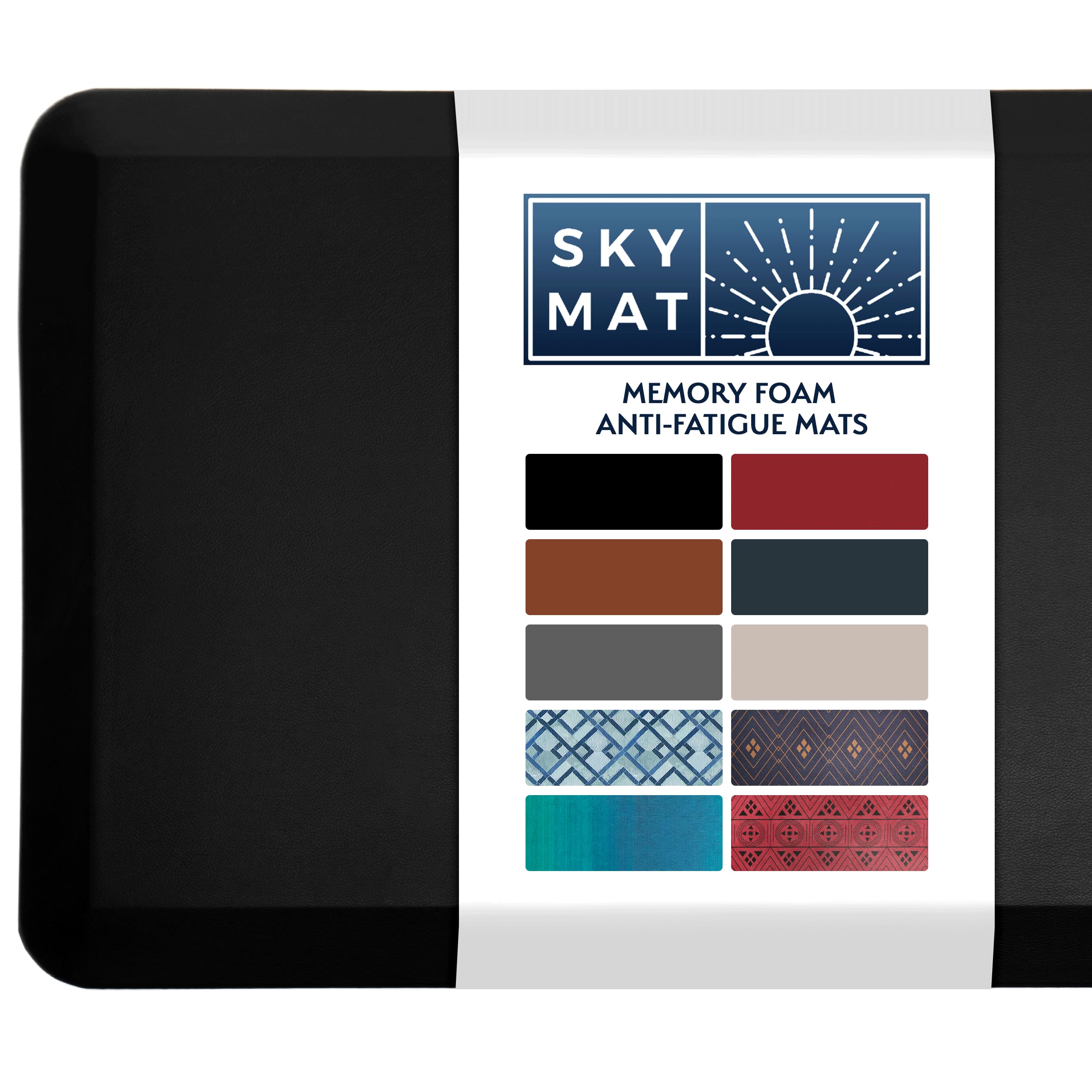 Sky Solutions Anti Fatigue Mat - Cushioned Memory Foam Rug, Non Slip, Waterproof, 20" x 32", Black