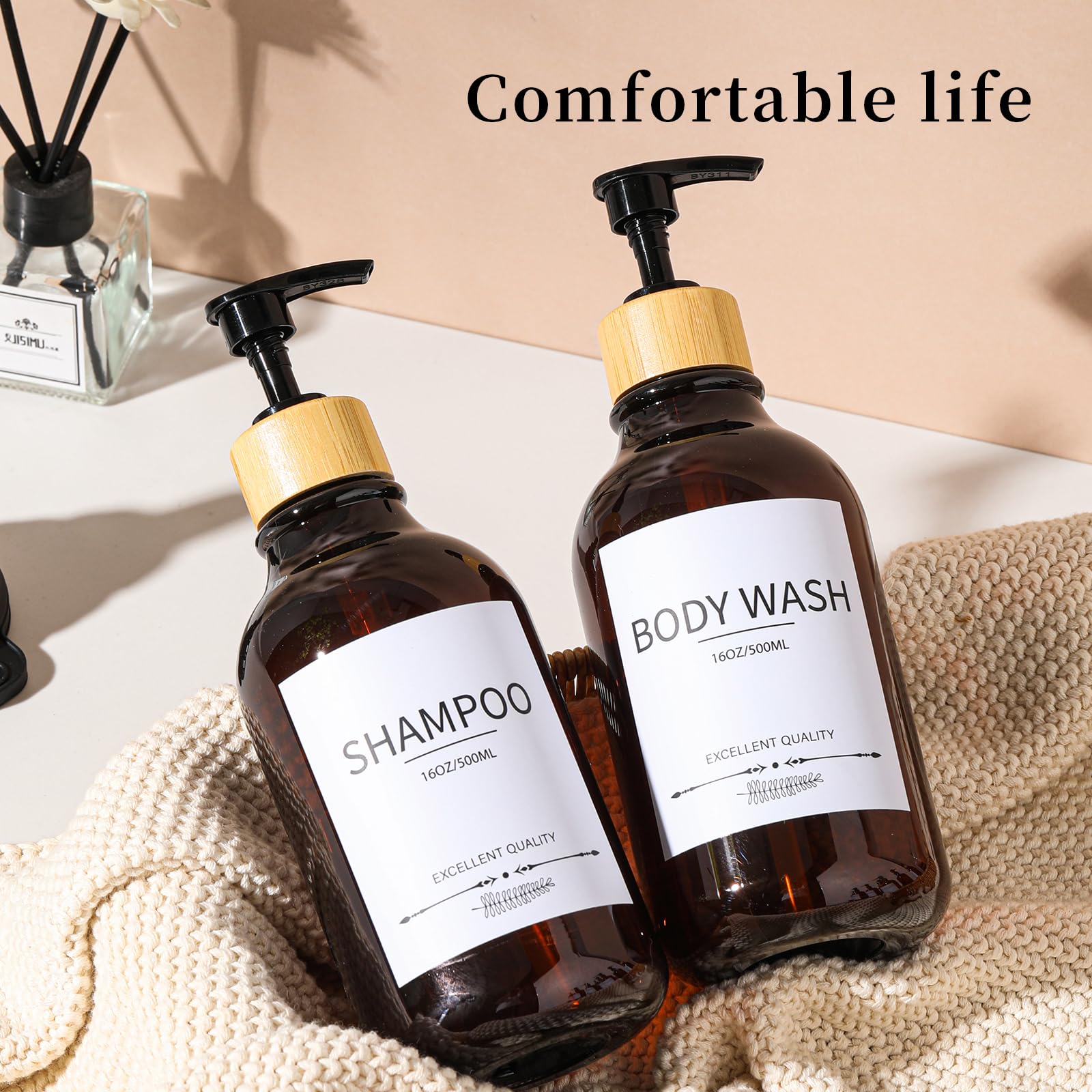 Shampoo And Conditioner Dispenser, 5Pack Refillable Shampoo And Conditioner Bottles,16.9Oz Pump Bottles For Shampoo And Conditio
