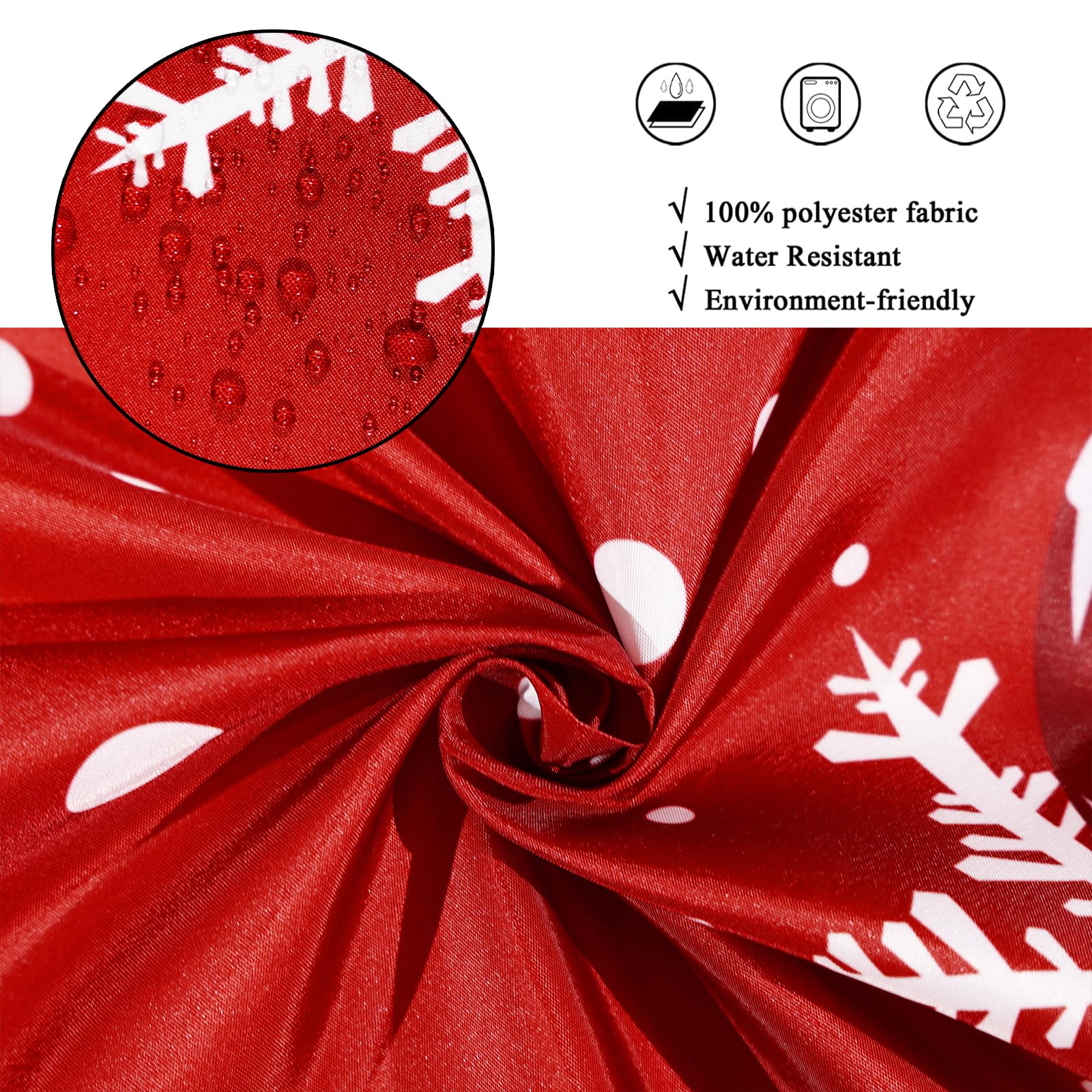 Caheansi Christmas Shower Curtain, Red Merry Xmas Glitter Sparkle Bokeh Snowflake Winter New Year Holiday Bathroom Curtain Water