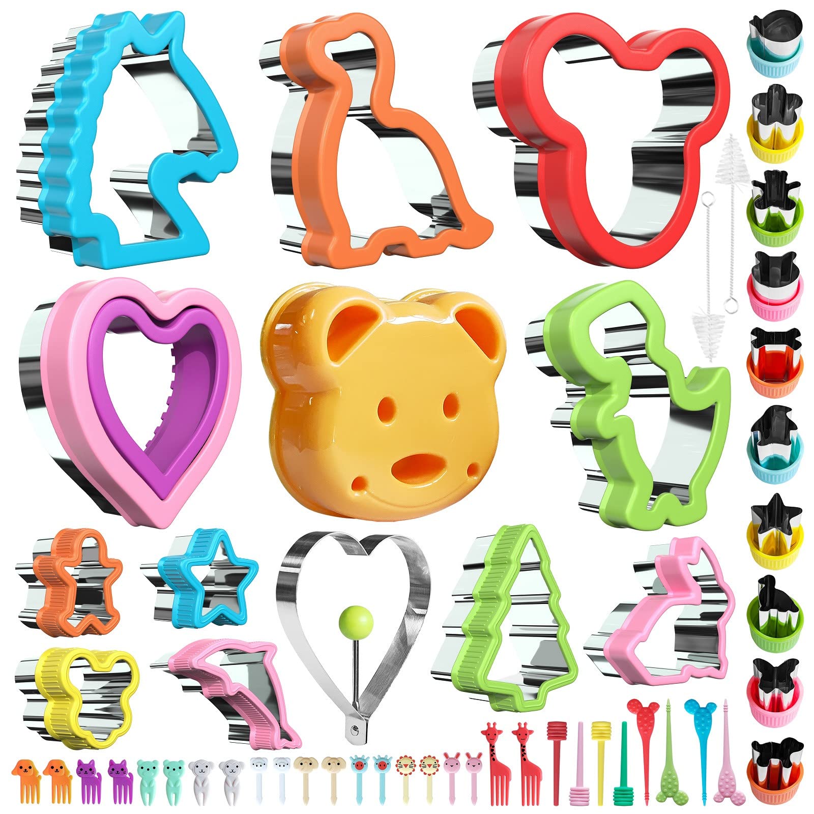 Sandwich Cutter And Sealer Set, Cookie Cutter Set For Kids 53Pcs, Mini Cookie Stamp Mold, Vegetable Fruit Cutter Molds, Diy And