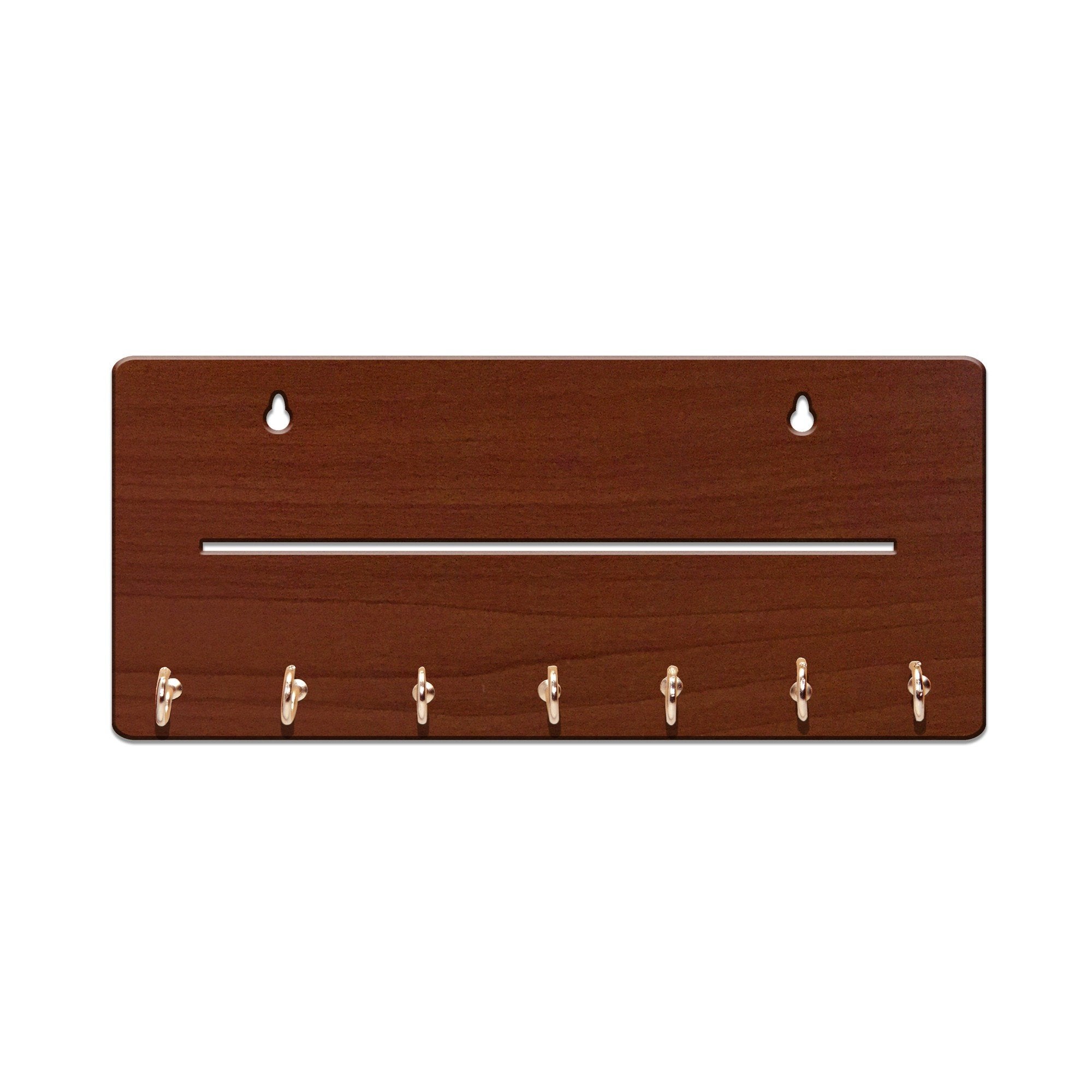 Sehaz Artworks 7 Hooks One Line Home Dcor | Decorative Keys Organizer Key Holder (25 cm x 11 cm x 0.3 cm, Brown)