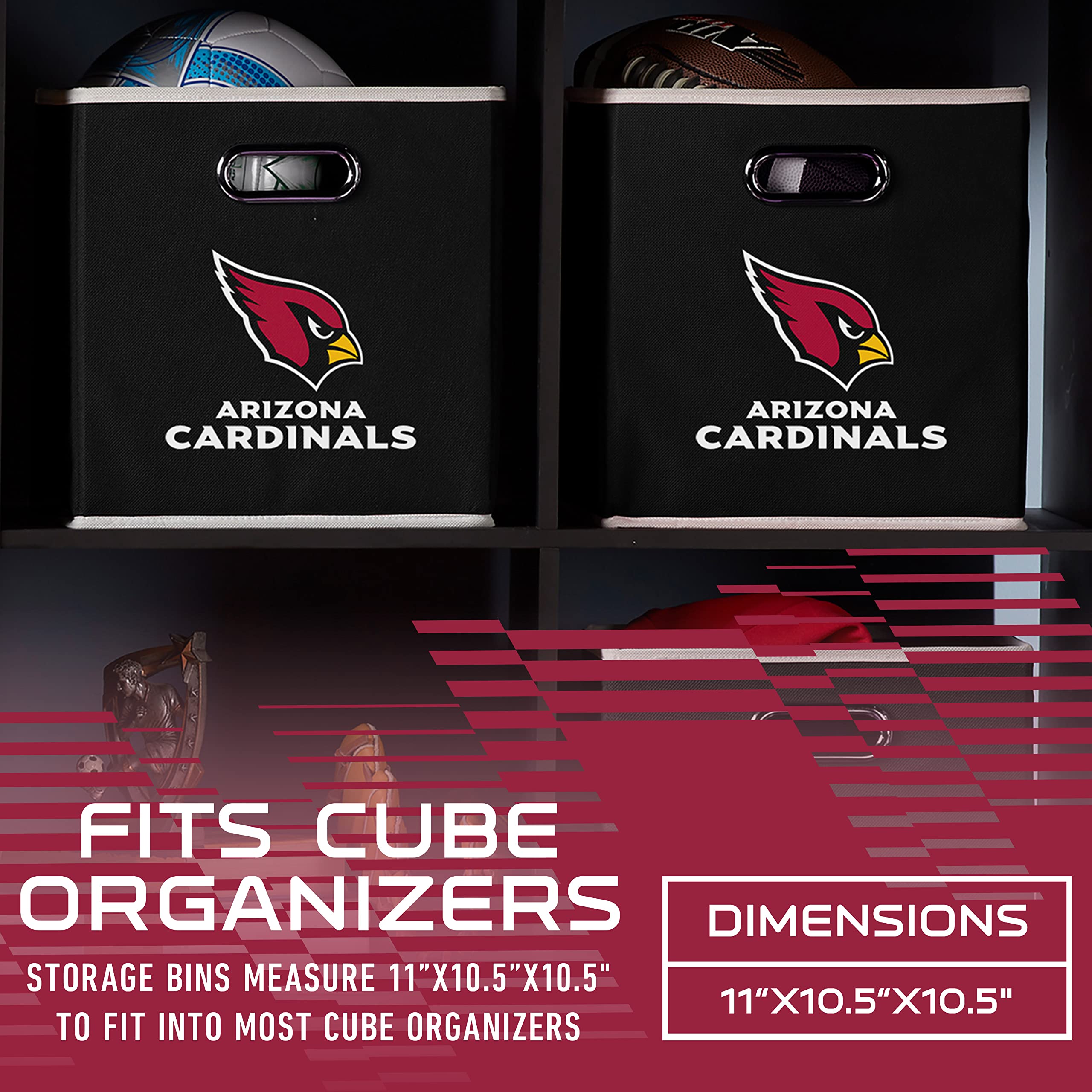 Franklin Sports Nfl Arizona Cardinals Collapsible Storage Bin Nfl Folding Cube Storage Container Fits Bin Organizers Fabric Nfl