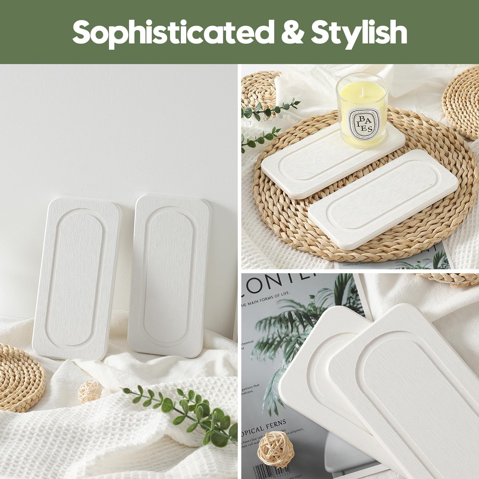 Homdiva 2Pack Diatomite Stone Coasters Water Absorbing Sink Tray For Kitchen & Bathroom Counter, Quick Dry Soap Dish Makeup Vani