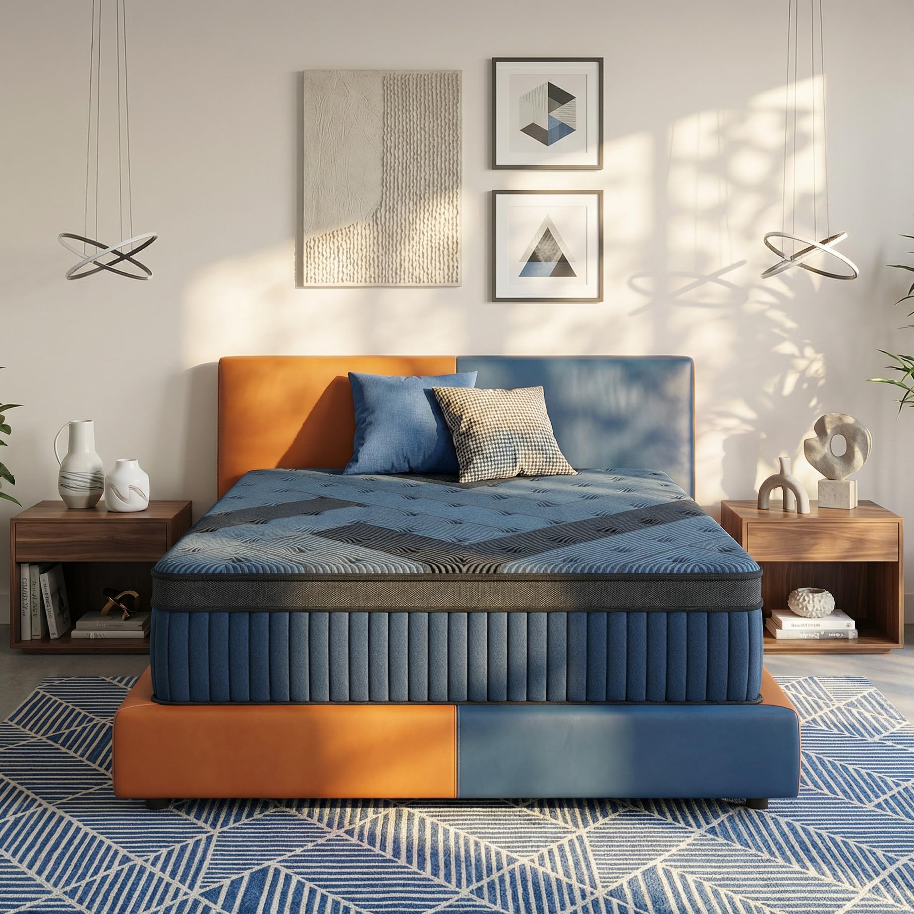 Inight Full Size Mattress, 14 Inch Full Mattress In A Box, Durable Hybrid Mattresses With Gel Memory Foam & Pocket Springs, Medi