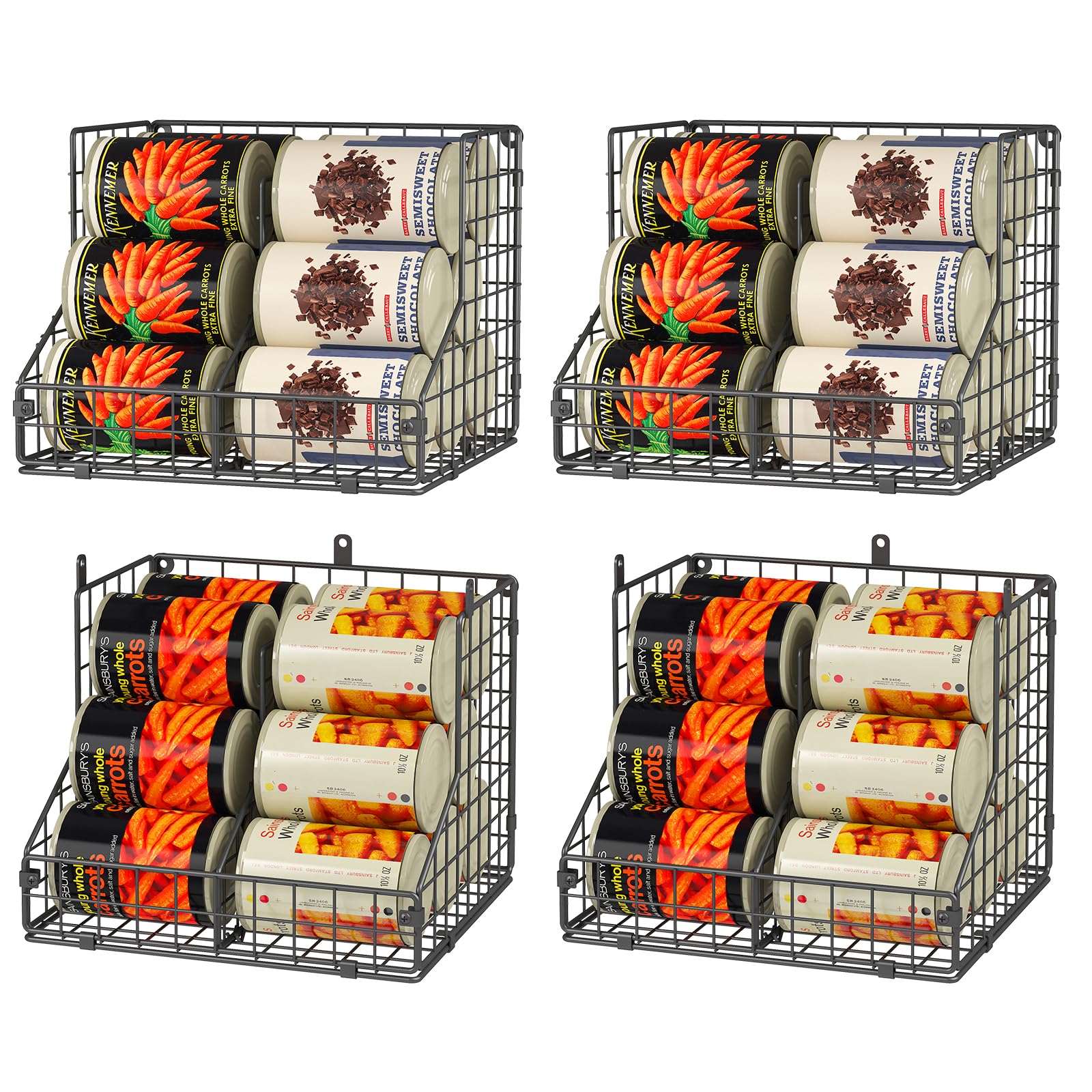 JKsmart 4 Pack Stackable Can Organizer for Pantry with Adjustable Dividers, Soda Can Organizer, Can Storage Dispenser Holds up t