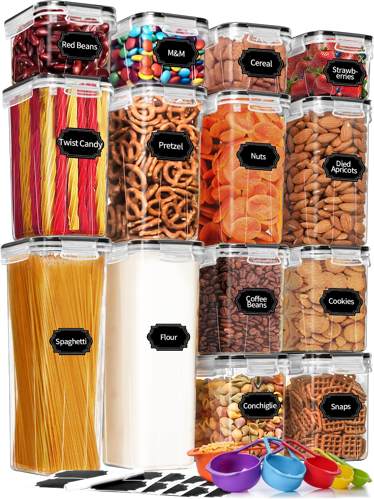 Skroam 14 Pack Airtight Food Storage Containers For Kitchen Pantry Organization And Storage, Plastic Canister Set With Lids, Cer