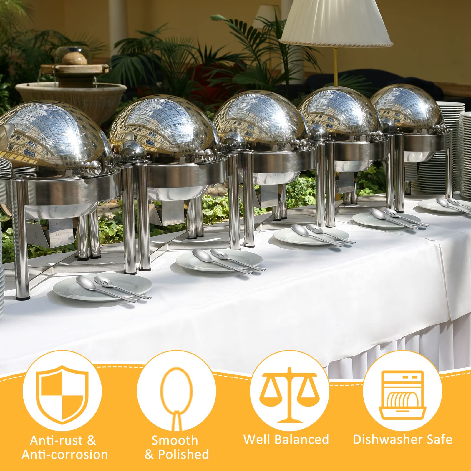 16 Pieces Serving Spoons Set 8.5 Inch Serving Spoon Includes 8 Serving Spoons And 8 Slotted Spoons Stainless Steel Buffet Banque