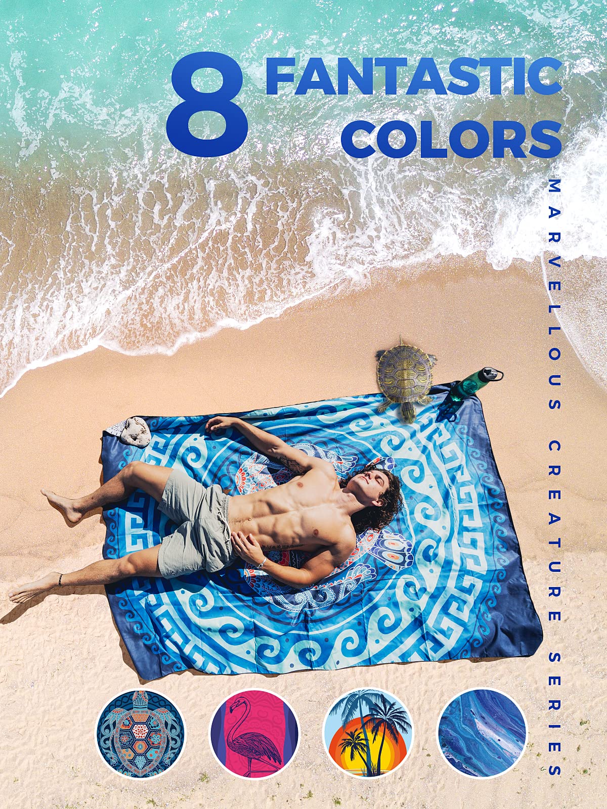OCOOPA Microfiber Beach Towel Fast Drying  Extra Large 71'' x 32'' Sand Free Beach Towel Super Lightweight Towels for Swimming Pool  Camping  Picnic  Yoga Gym Sports