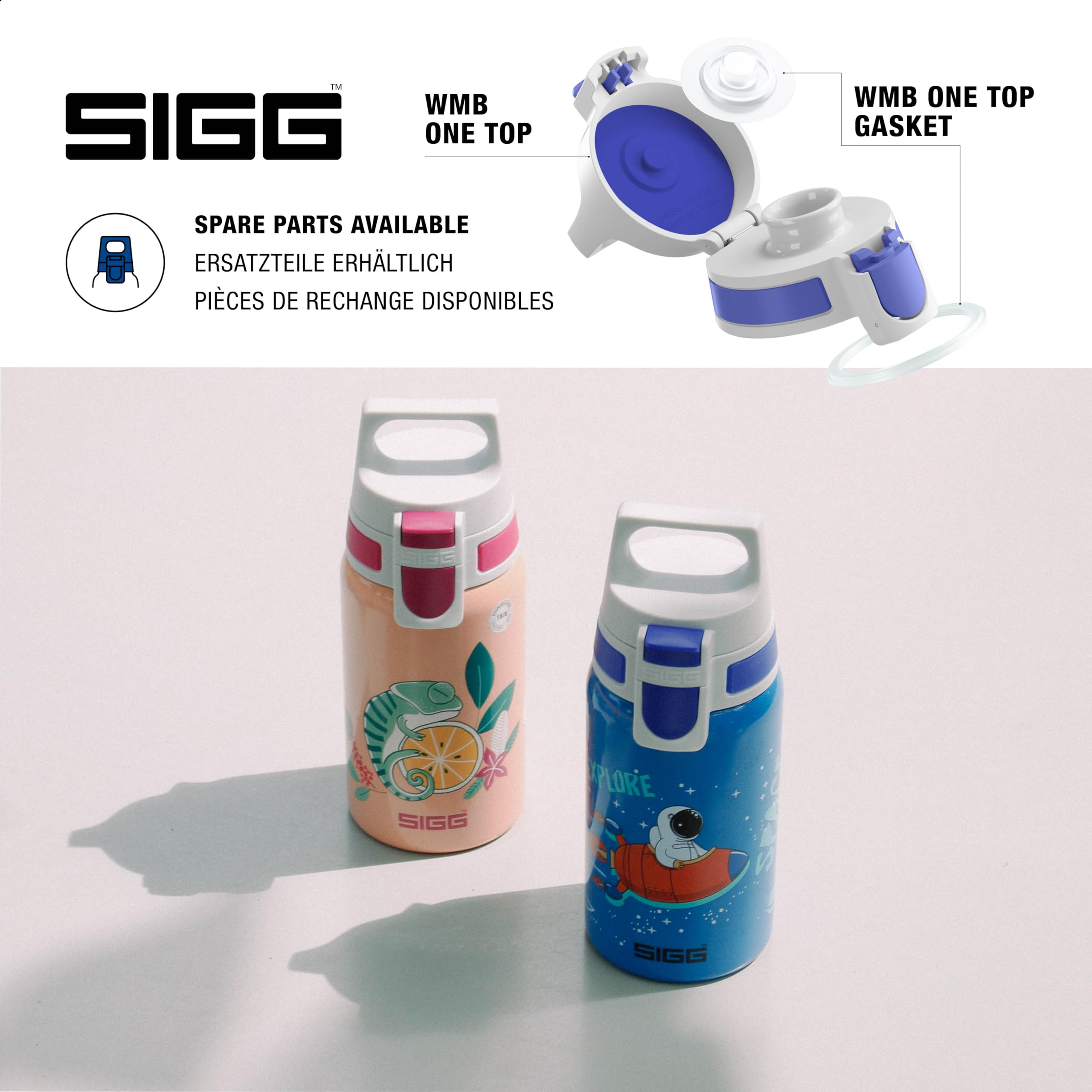 Sigg - Kids Water Bottle - Shield One Space - Leakproof - Lightweight - Bpa Free - Stainless Steel - Blue With Astronaut - 17 Oz