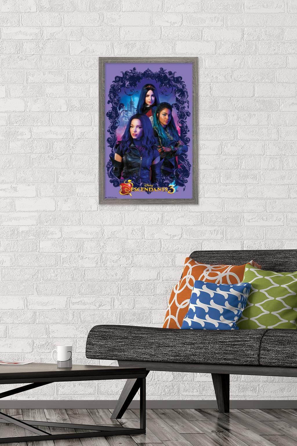 Trends International Disney Descendants 3 - Group Wall Poster, 14.725'' X 22.375'', Barnwood Framed Version