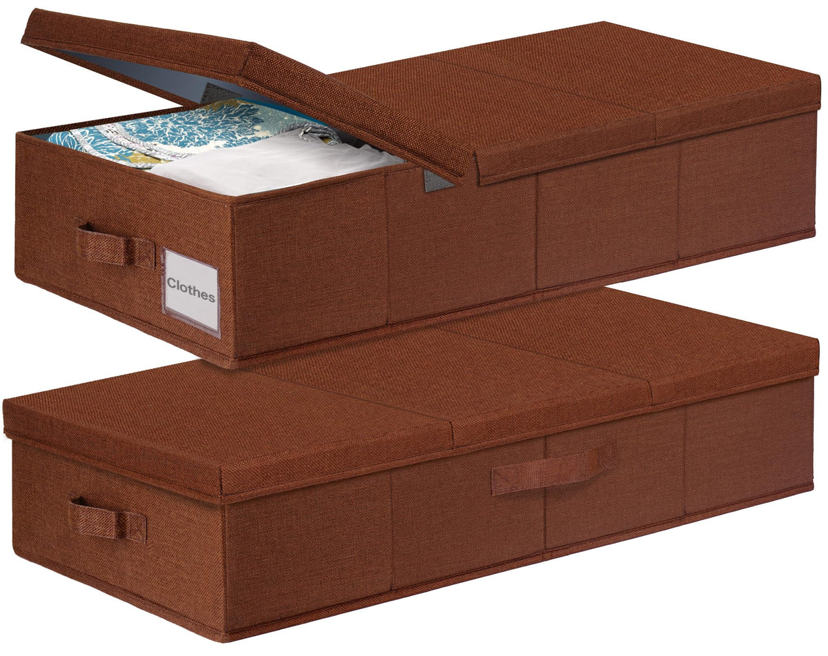 punemi Under Bed Storage Containers Bin with Lids, Large UnderBed Storage Organizer with Sturdy Structure, Foldable Flat Clothes