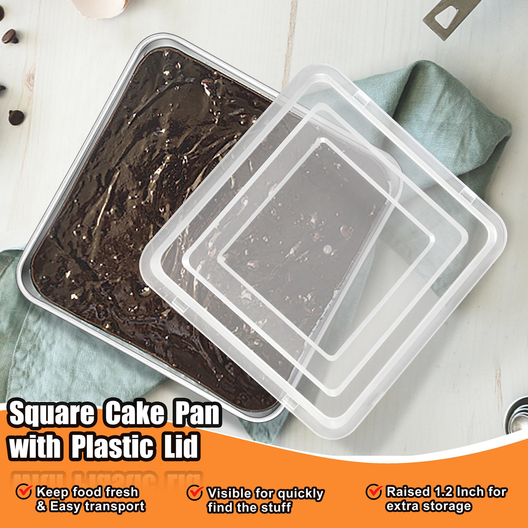Teamfar 6 In Square Cake Pans, Stainless Steel Mini Square Lasagna Cake Brownie Pan For Baking Roasting, Non-Toxic & Sturdy, Bru