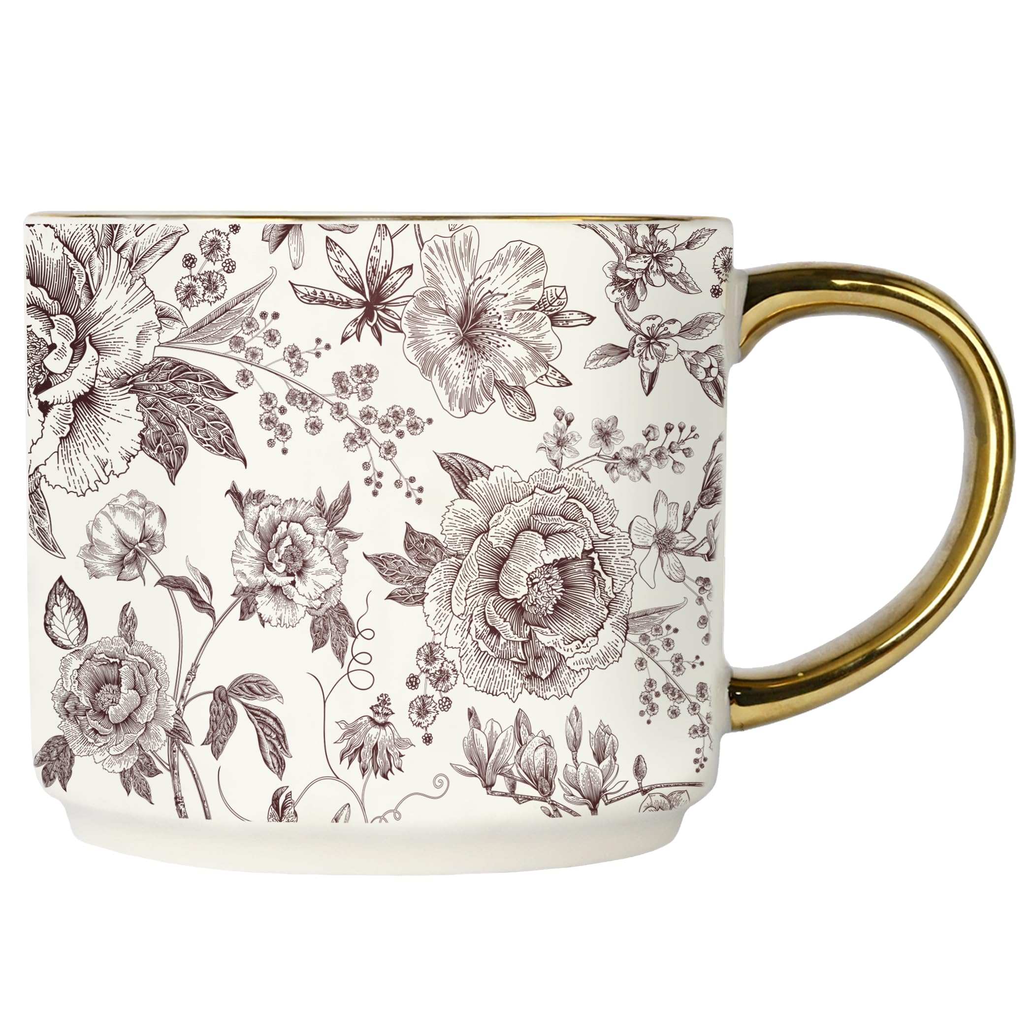 Sweet Water Decor Honeycomb Tile Coffee Mugs | Novelty Coffee Mug with Gold Handle | Microwave & Dishwasher Safe | 17oz Coffee C